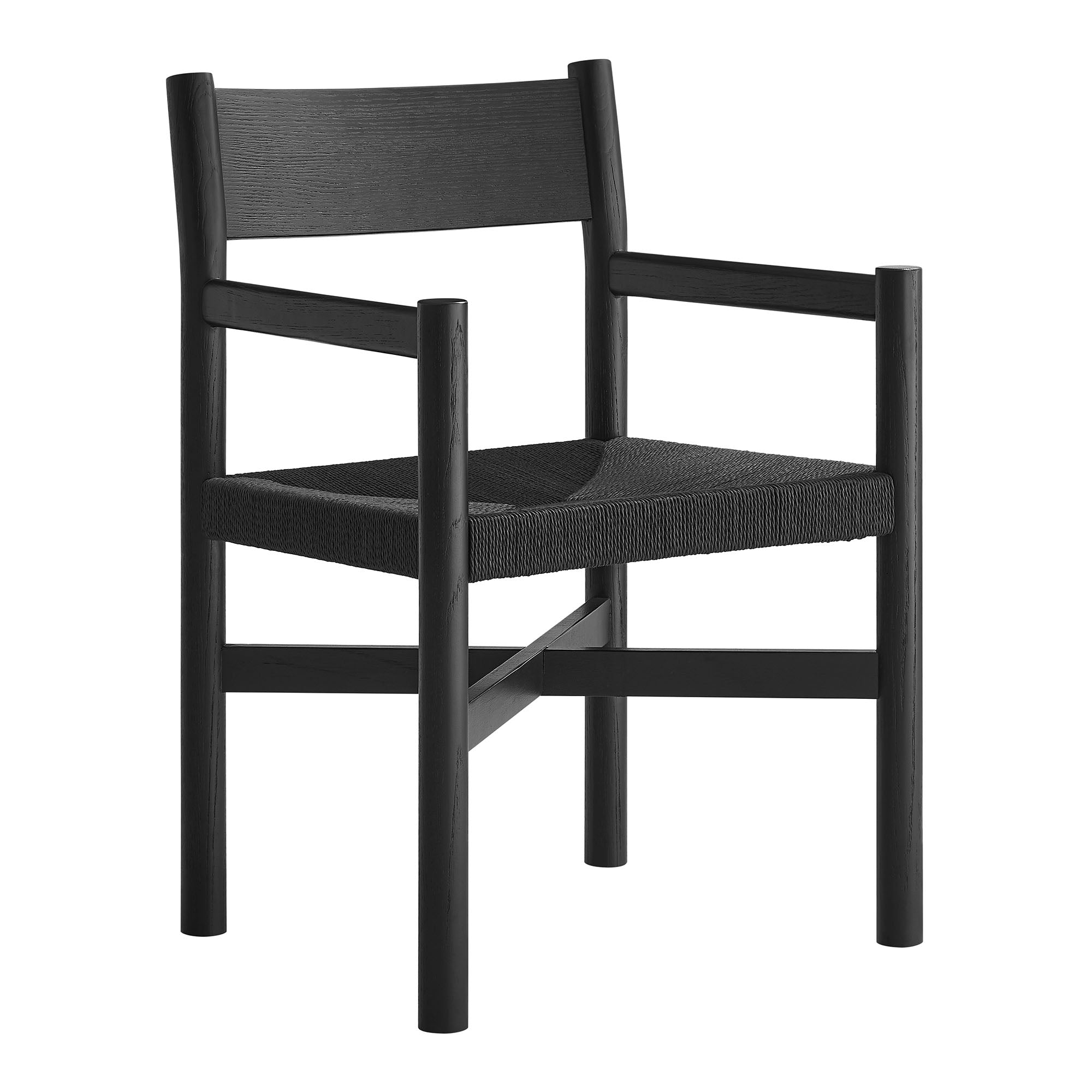 Alvia Wood Dining Armchairs With Woven Seats Set of 2