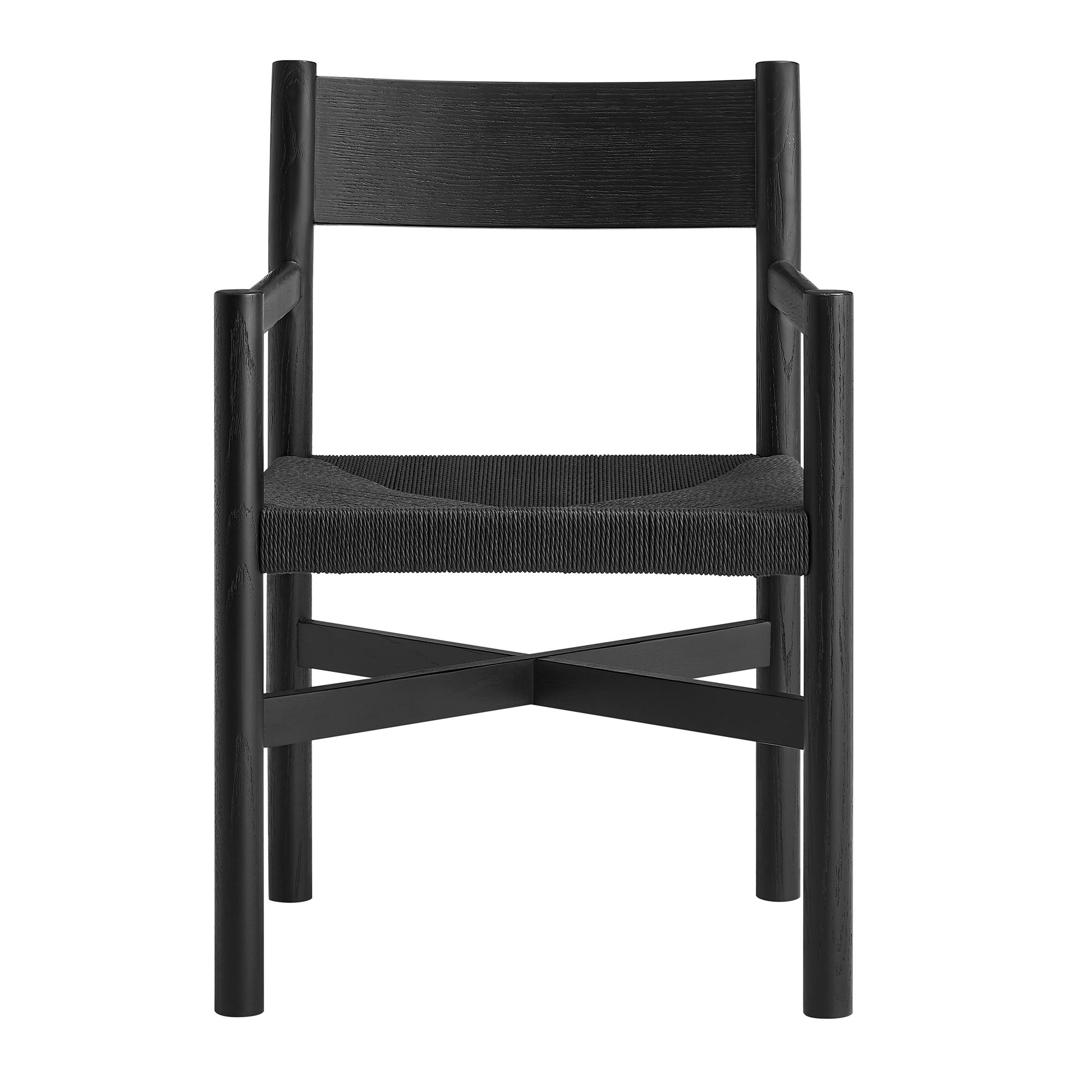 Alvia Wood Dining Armchairs With Woven Seats Set of 2