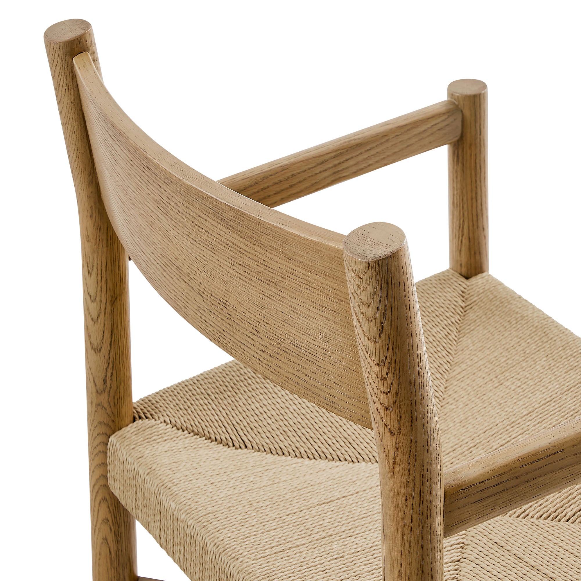 Alvia Wood Dining Armchairs With Woven Seats Set of 2