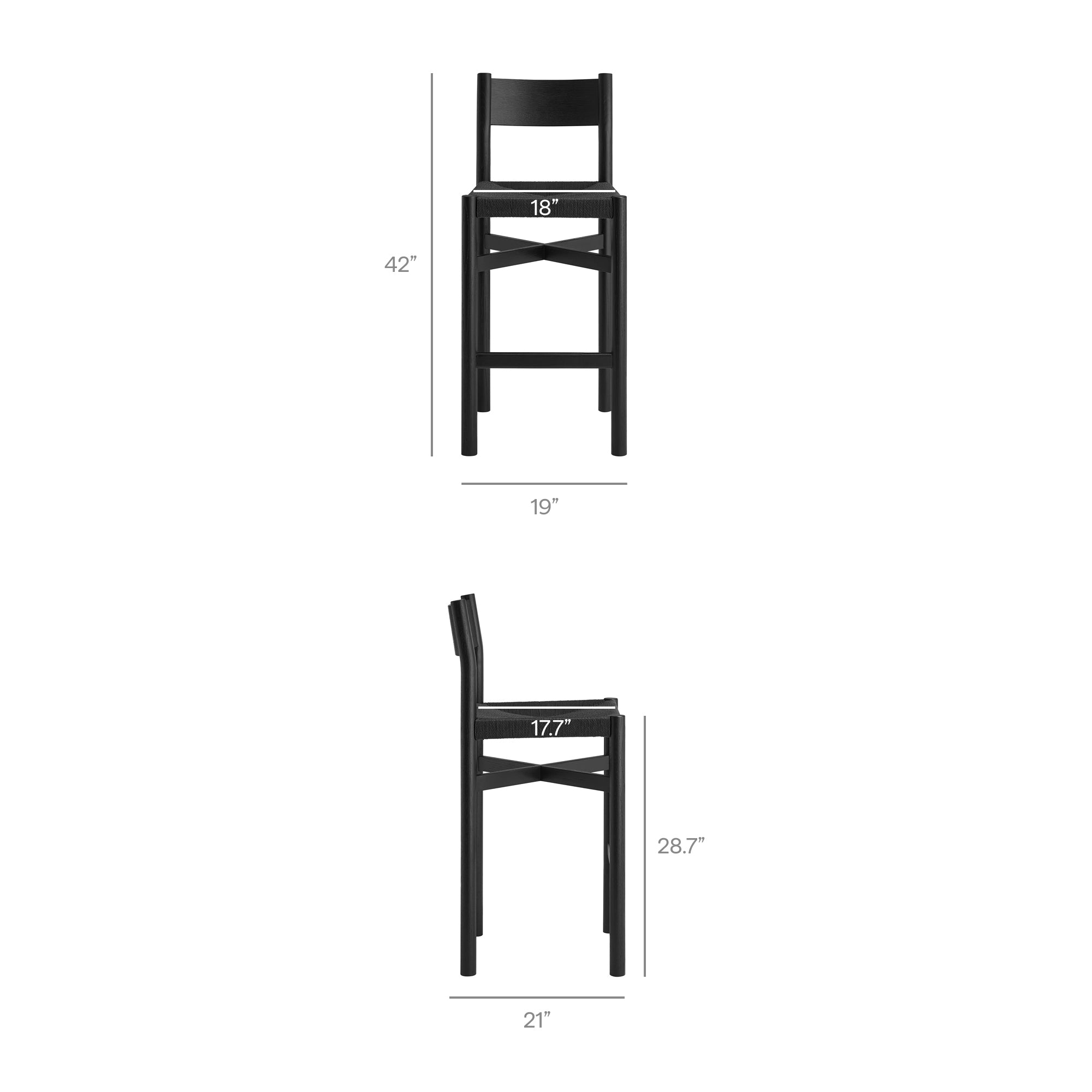 Alvia Wood Bar Stool With Woven Seats Set of 2