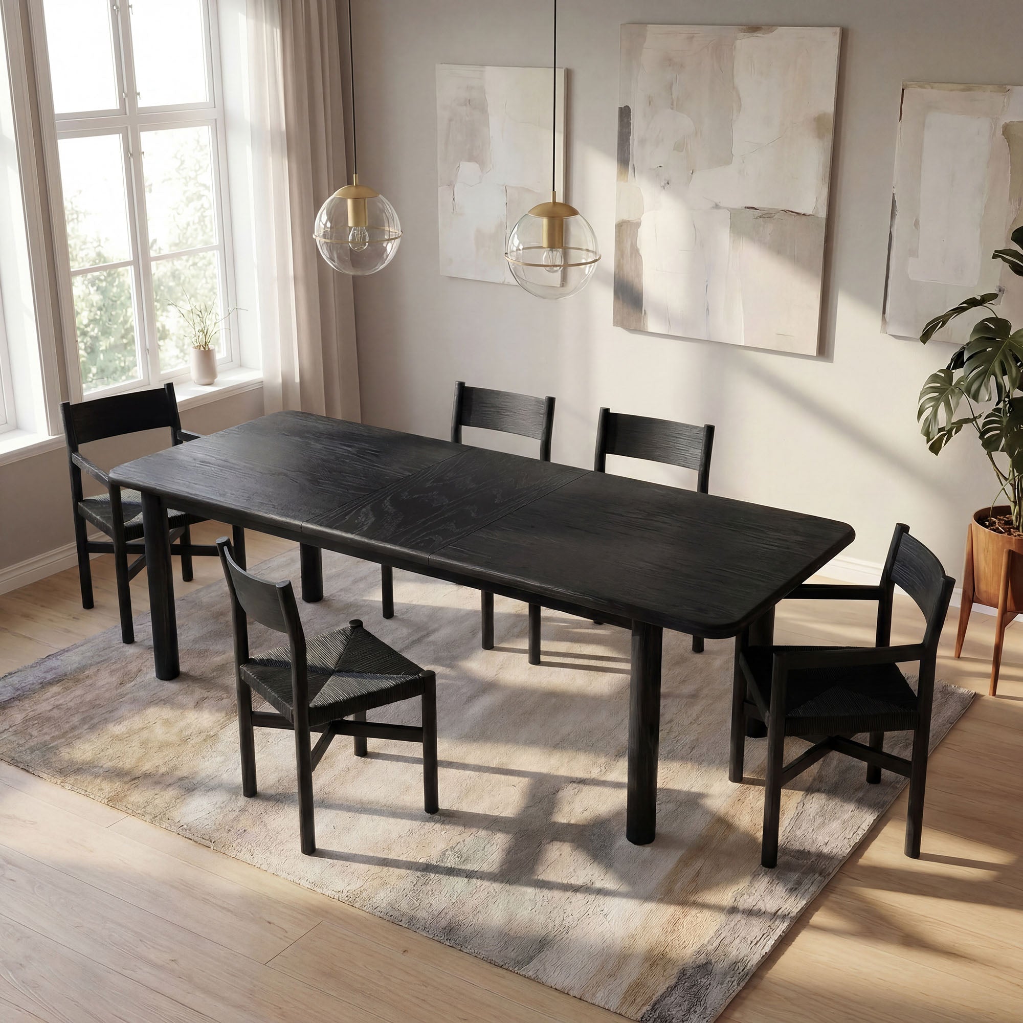 Alvia 86"–105" Extendable Rectangular Wood Dining Table