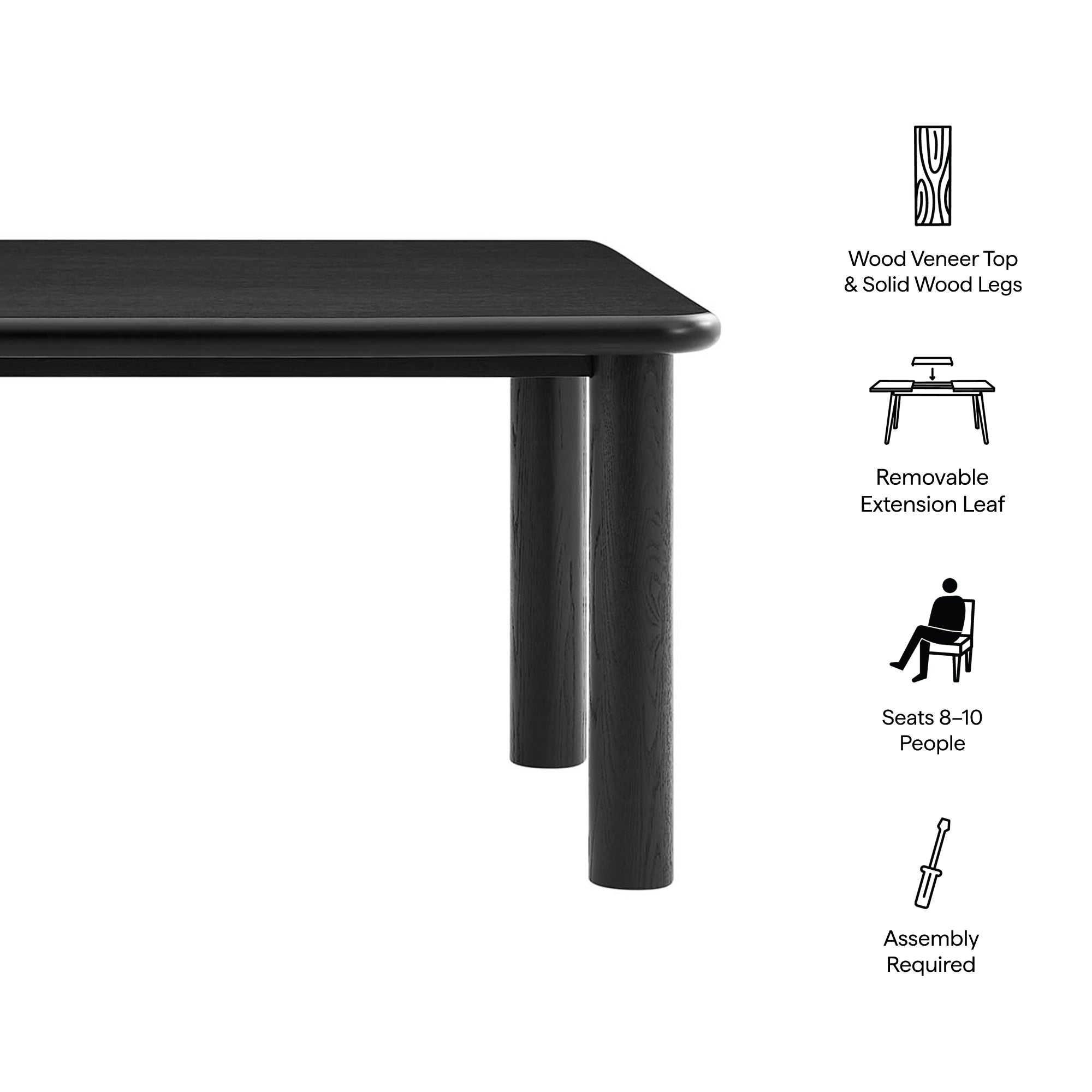 Alvia 86"–105" Extendable Rectangular Wood Dining Table