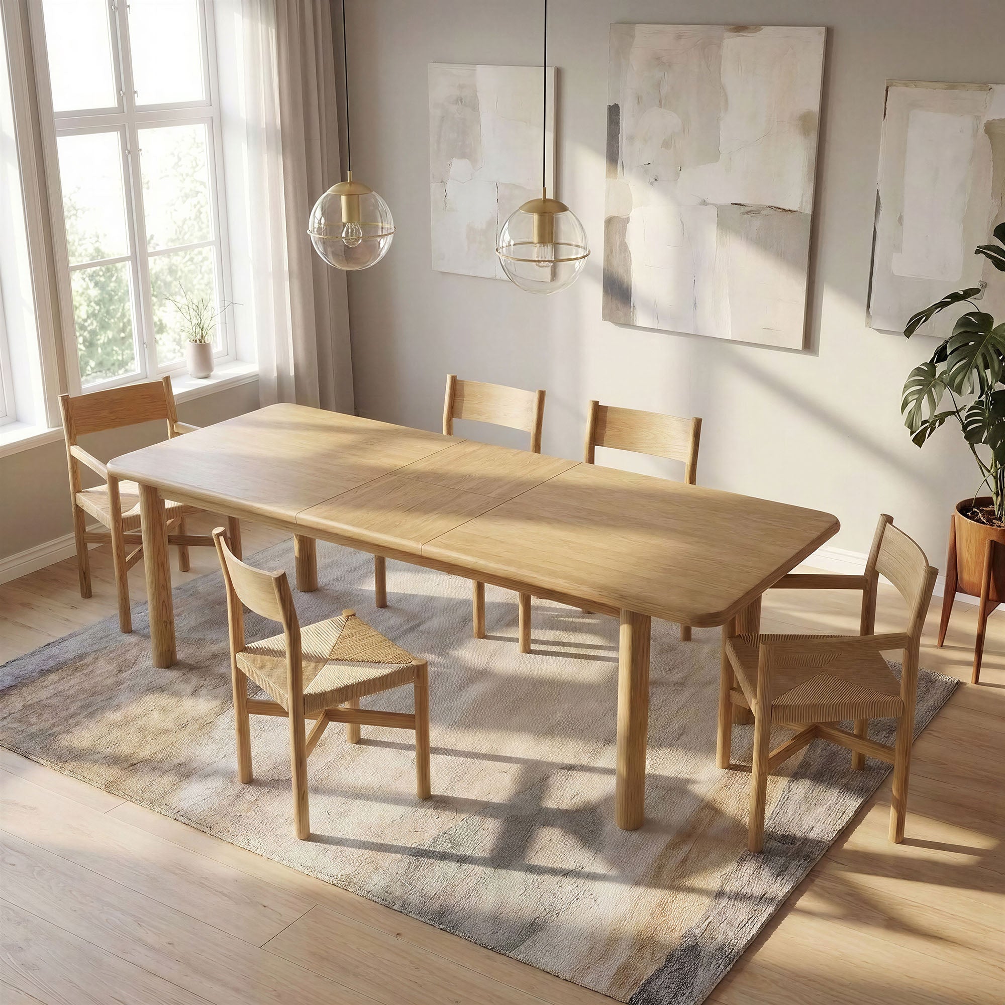 Alvia 86"–105" Extendable Rectangular Wood Dining Table