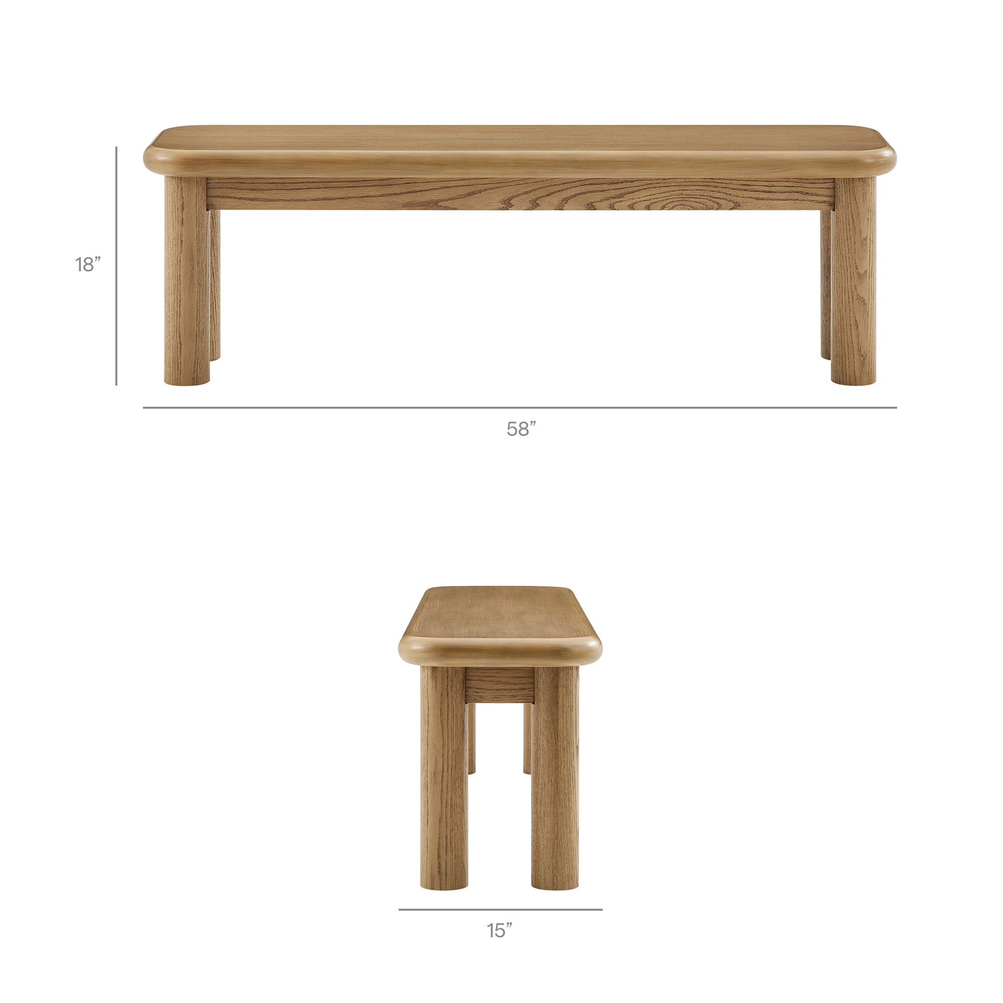 Alvia 58" Wood Bench
