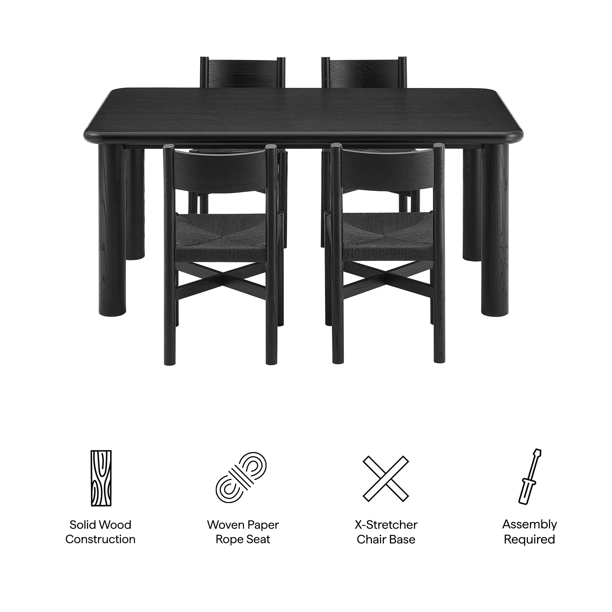 Alvia 5-Piece Wood Dining Table and Chairs Set