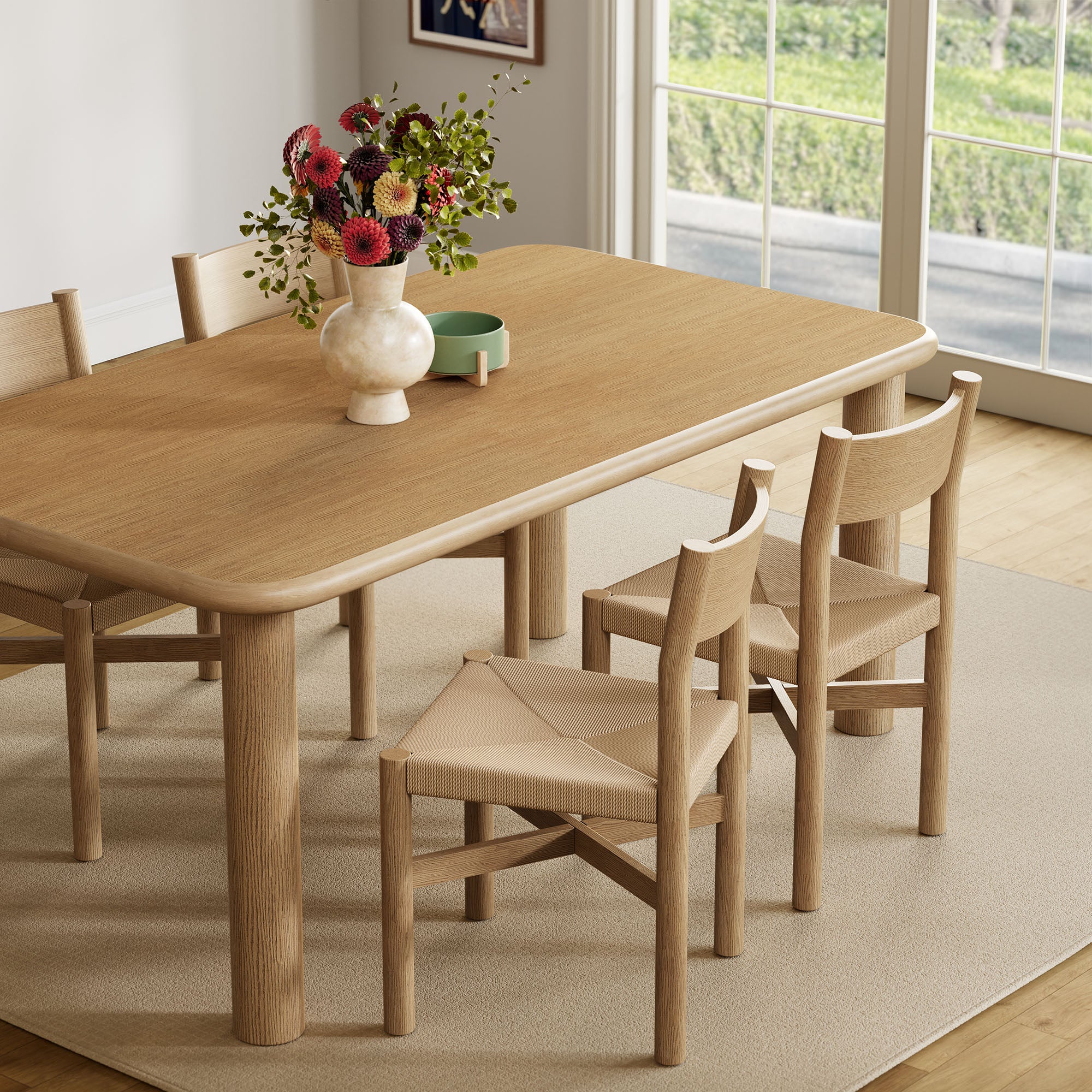 Alvia 5-Piece Wood Dining Table and Chairs Set