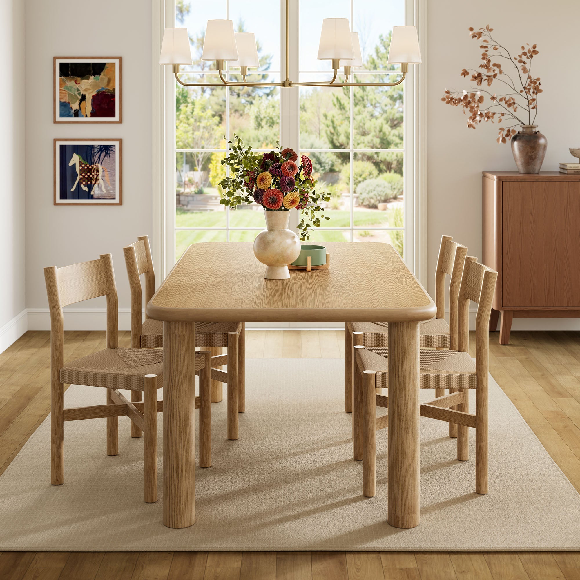 Alvia 5-Piece Wood Dining Table and Chairs Set