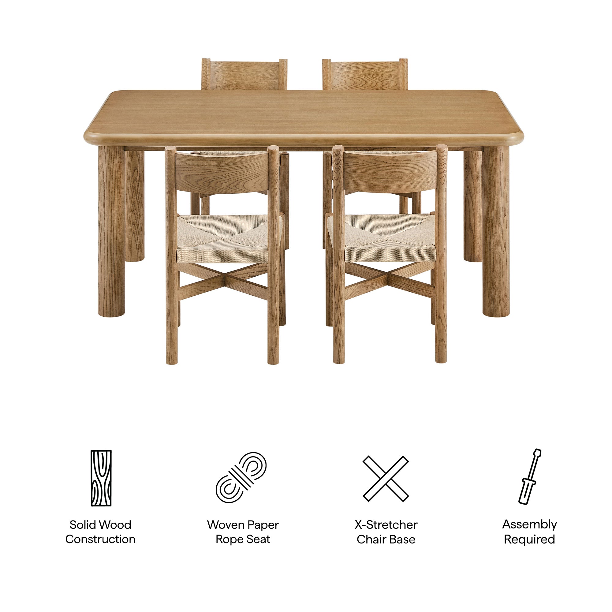 Alvia 5-Piece Wood Dining Table and Chairs Set