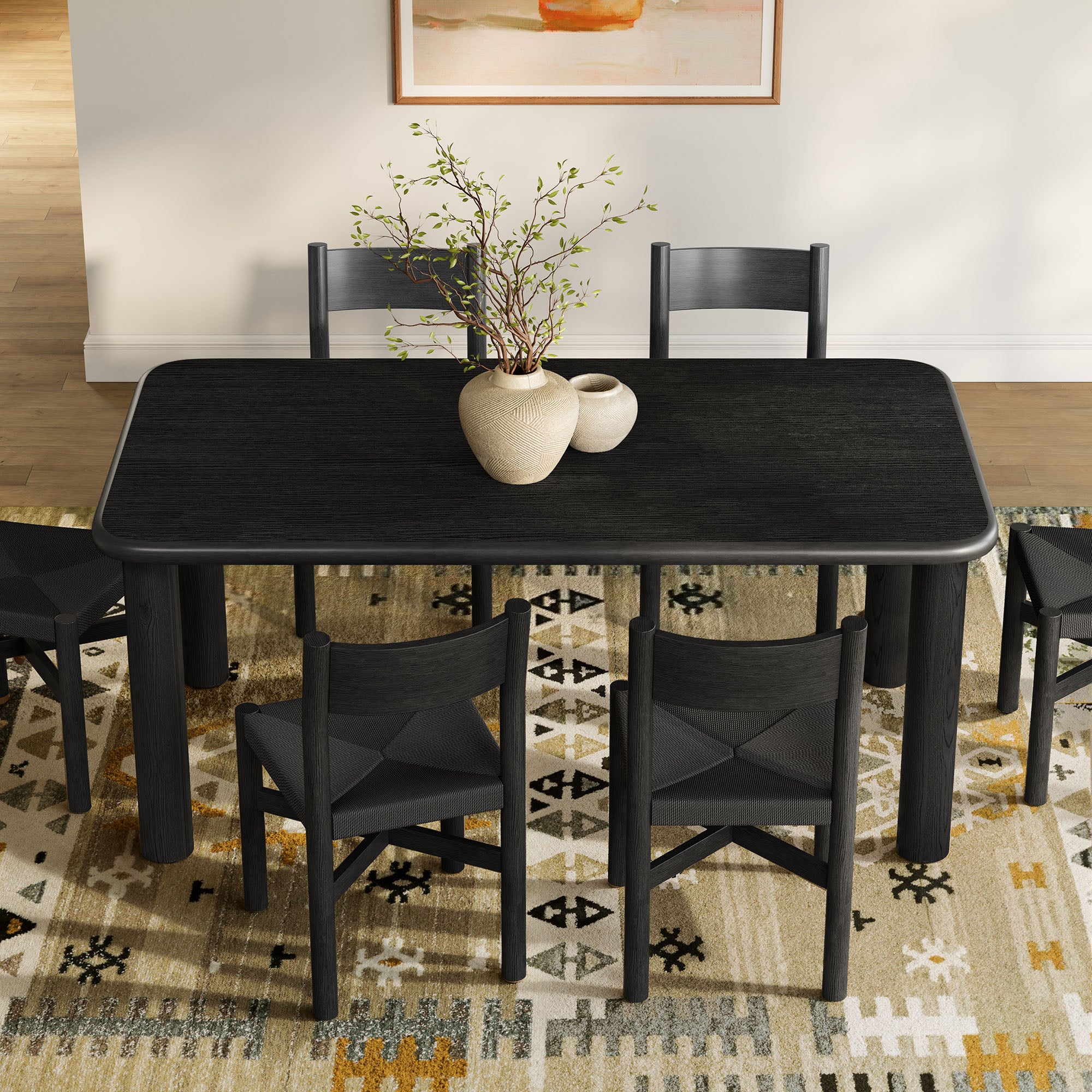 Alvia 7-Piece Wood Dining Table and Chairs Set