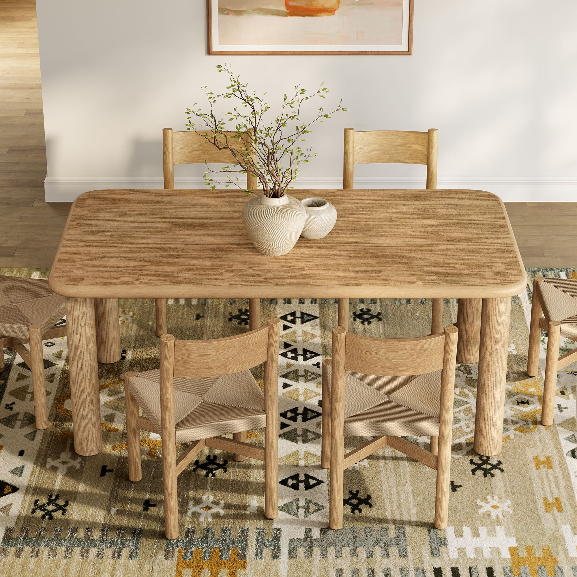 Alvia 7-Piece Wood Dining Table and Chairs Set
