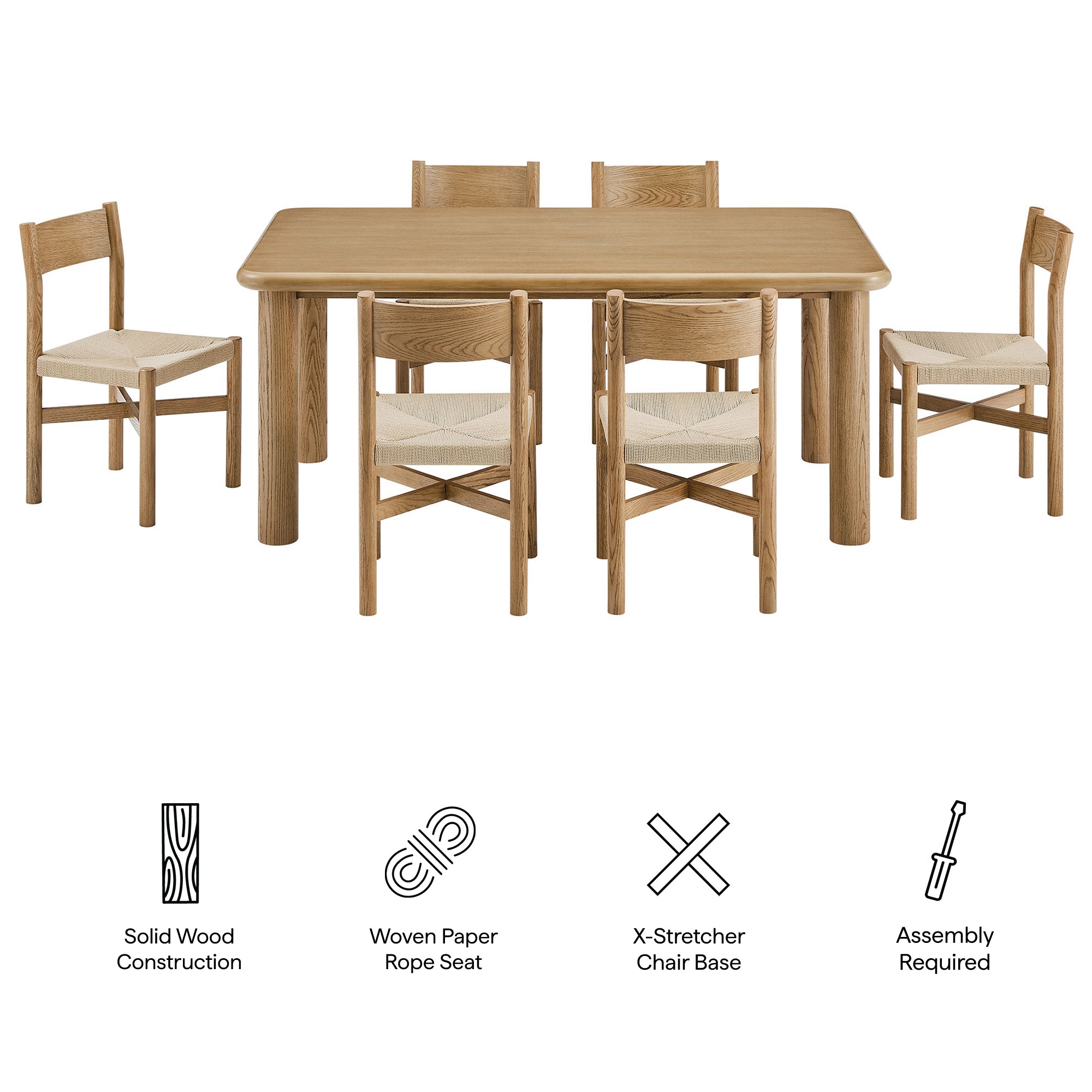 Alvia 7-Piece Wood Dining Table and Chairs Set