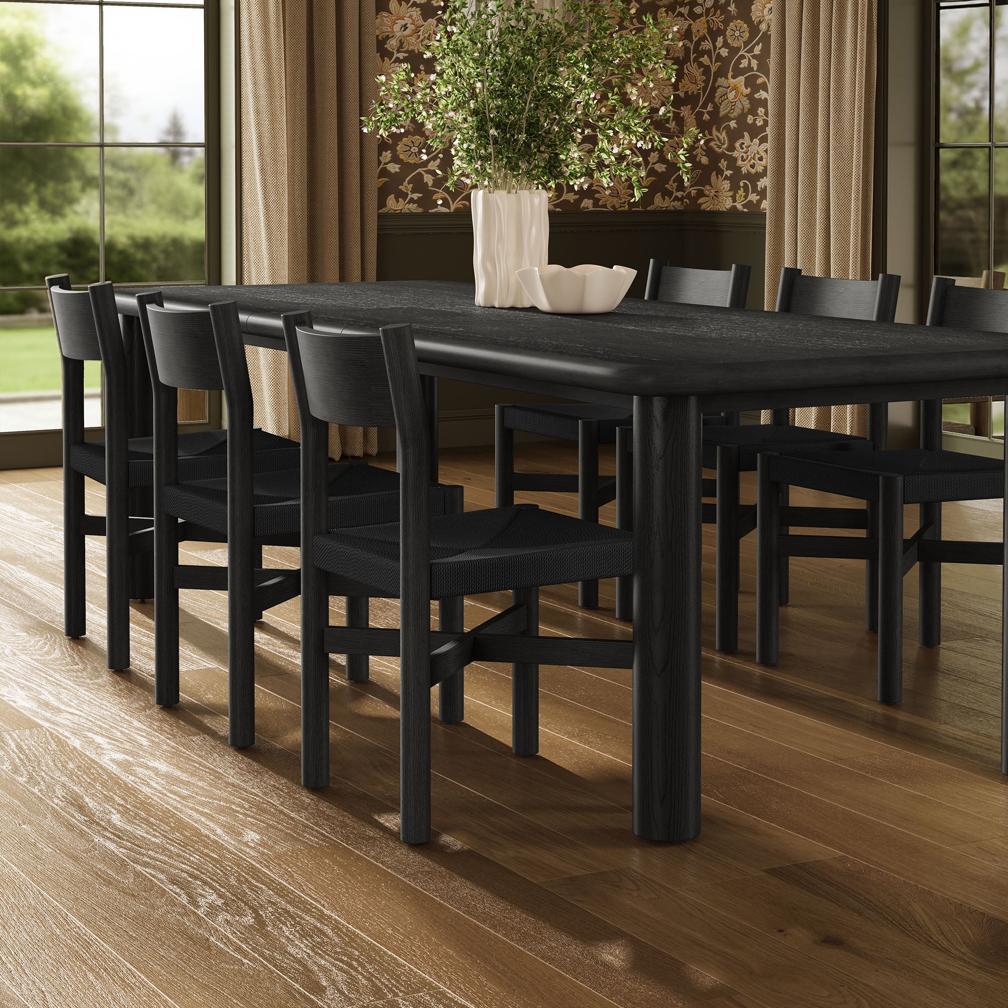 Alvia 7-Piece Wood Extendable Dining Table and Chairs Set