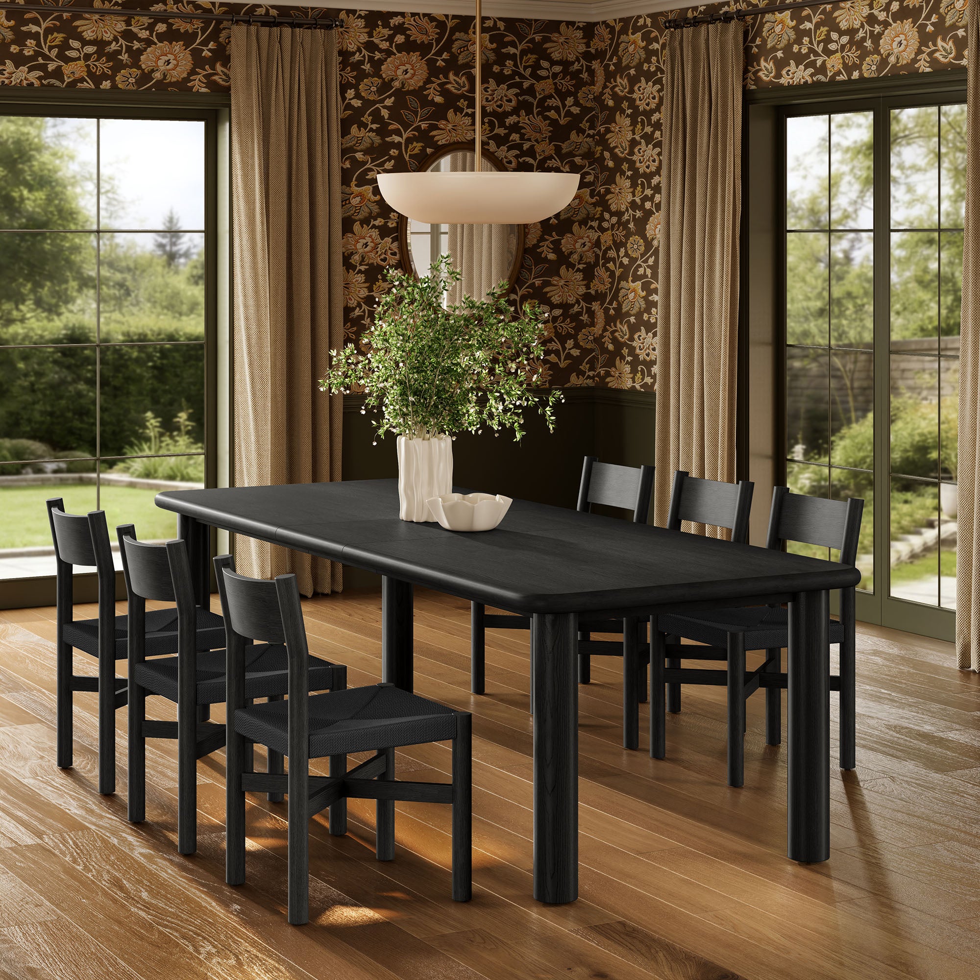 Alvia 7-Piece Wood Extendable Dining Table and Chairs Set