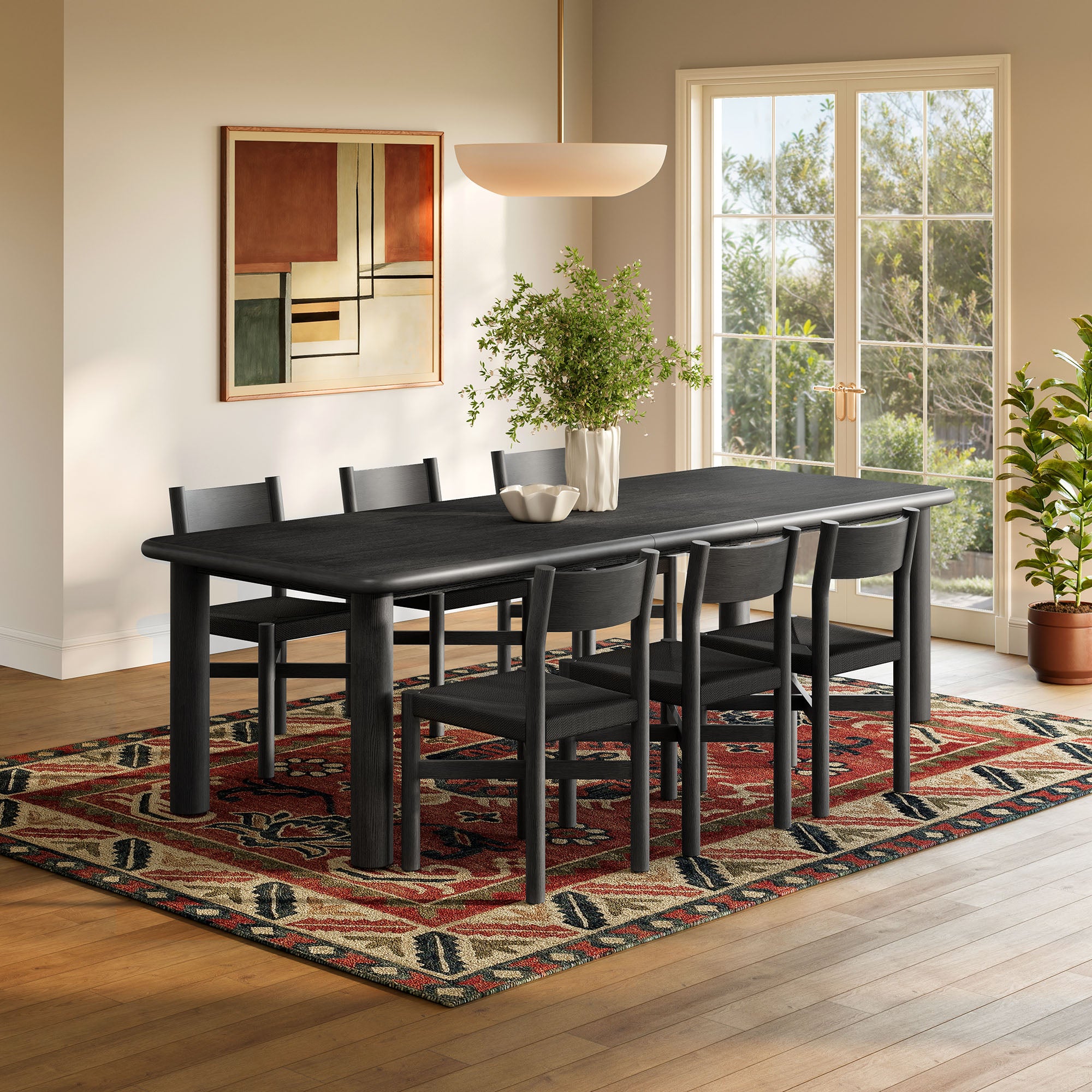 Alvia 7-Piece Wood Extendable Dining Table and Chairs Set