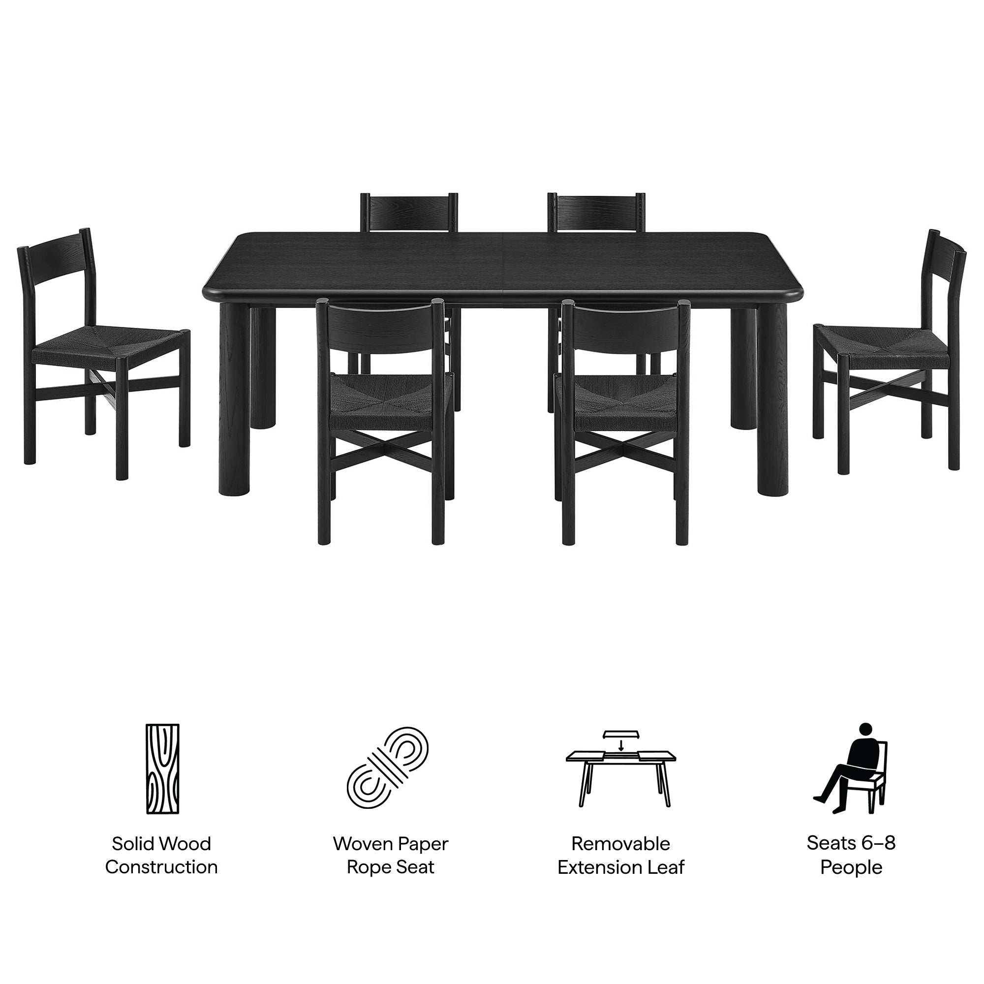 Alvia 7-Piece Wood Extendable Dining Table and Chairs Set