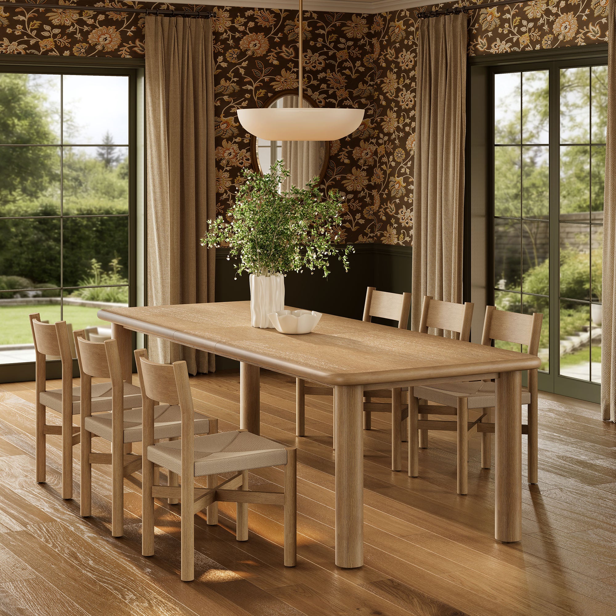 Alvia 7-Piece Wood Extendable Dining Table and Chairs Set