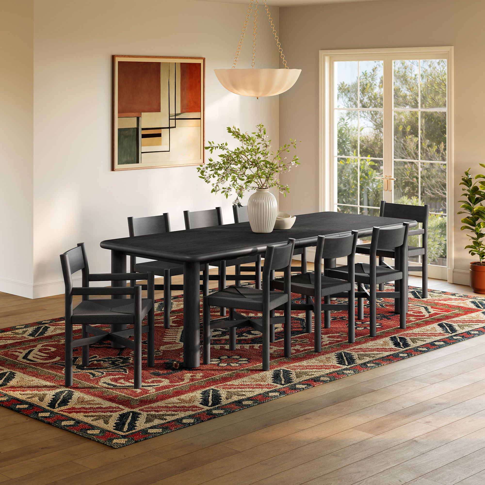 Alvia 9-Piece Wood Extendable Dining Table and Chairs Set