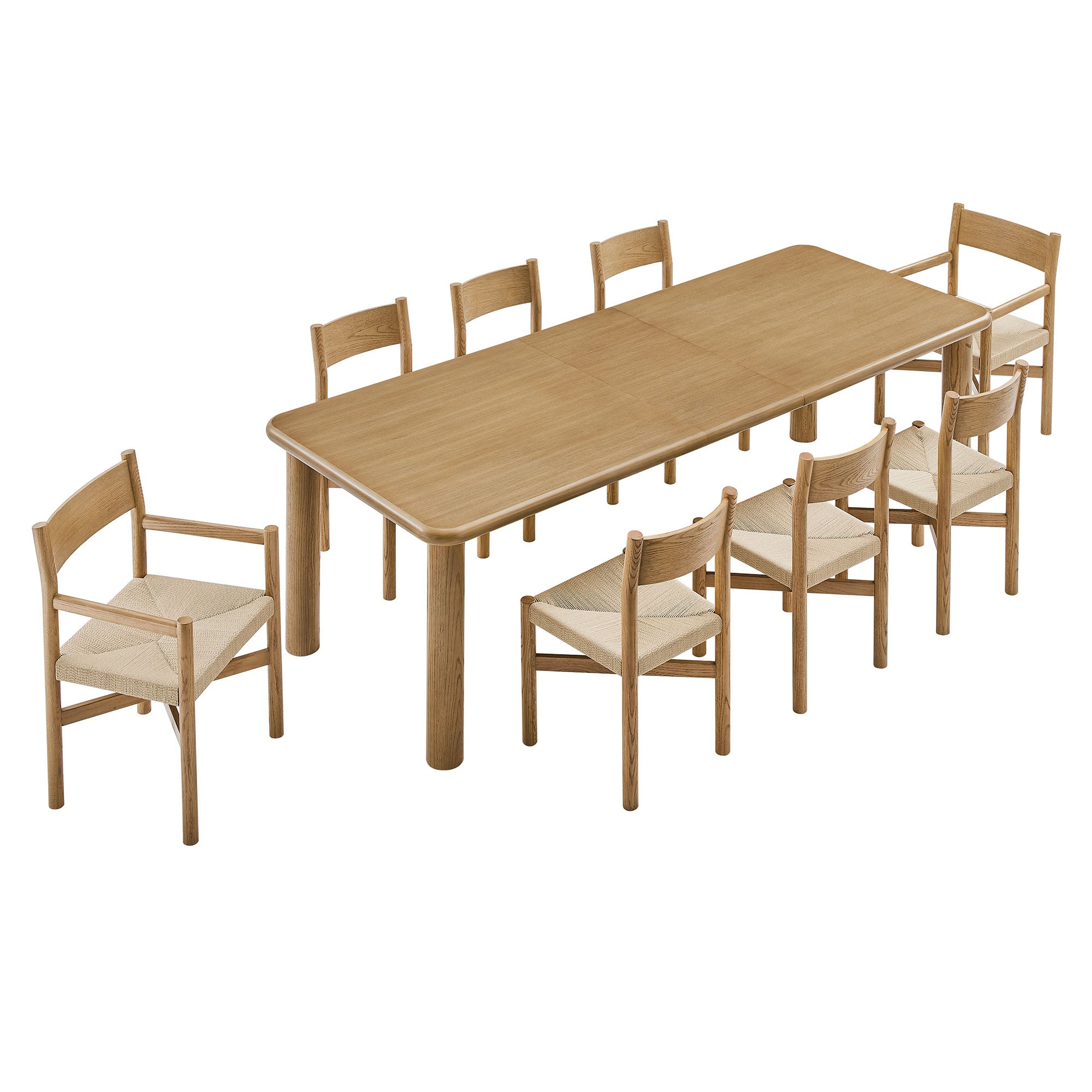Alvia 9-Piece Wood Extendable Dining Table and Chairs Set
