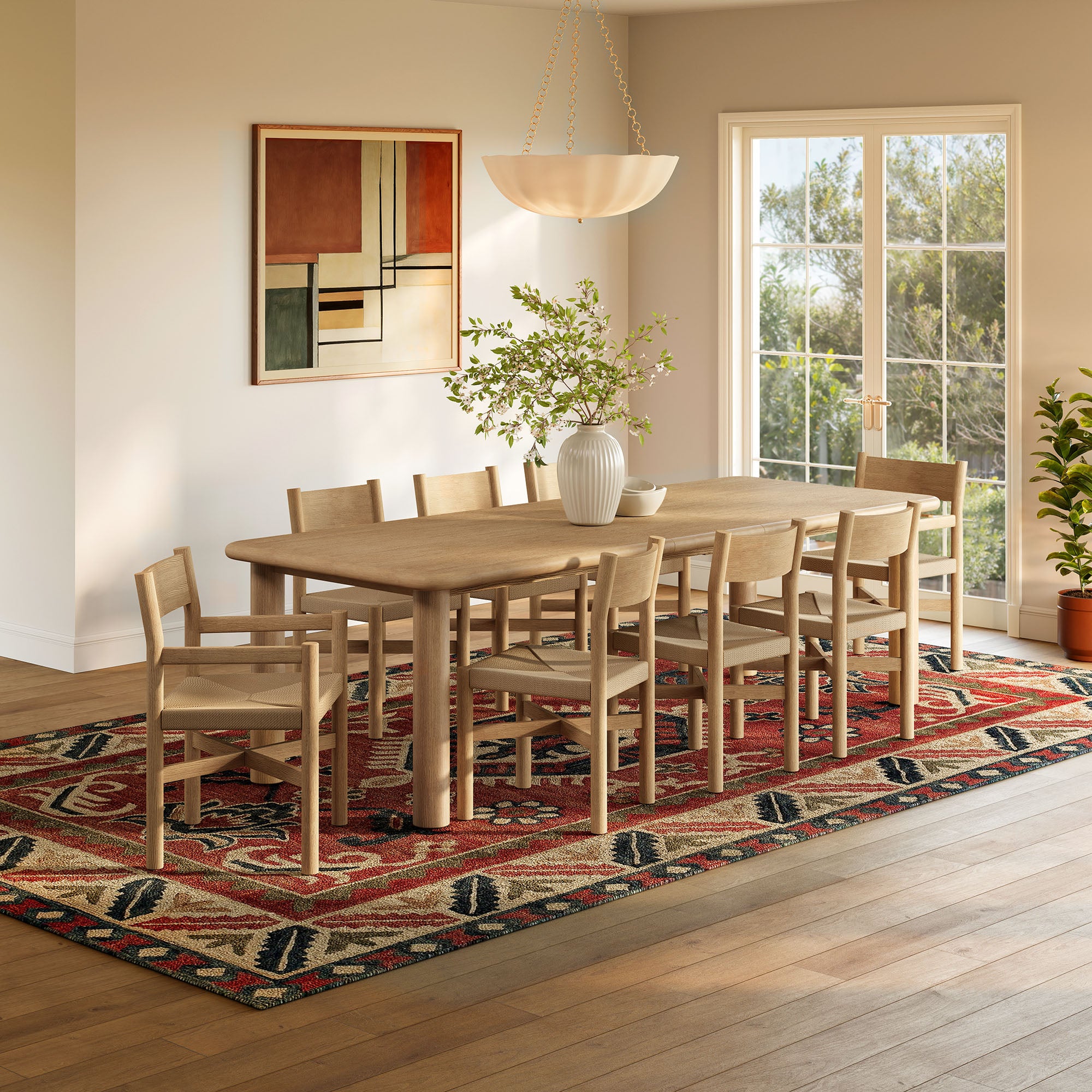 Alvia 9-Piece Wood Extendable Dining Table and Chairs Set