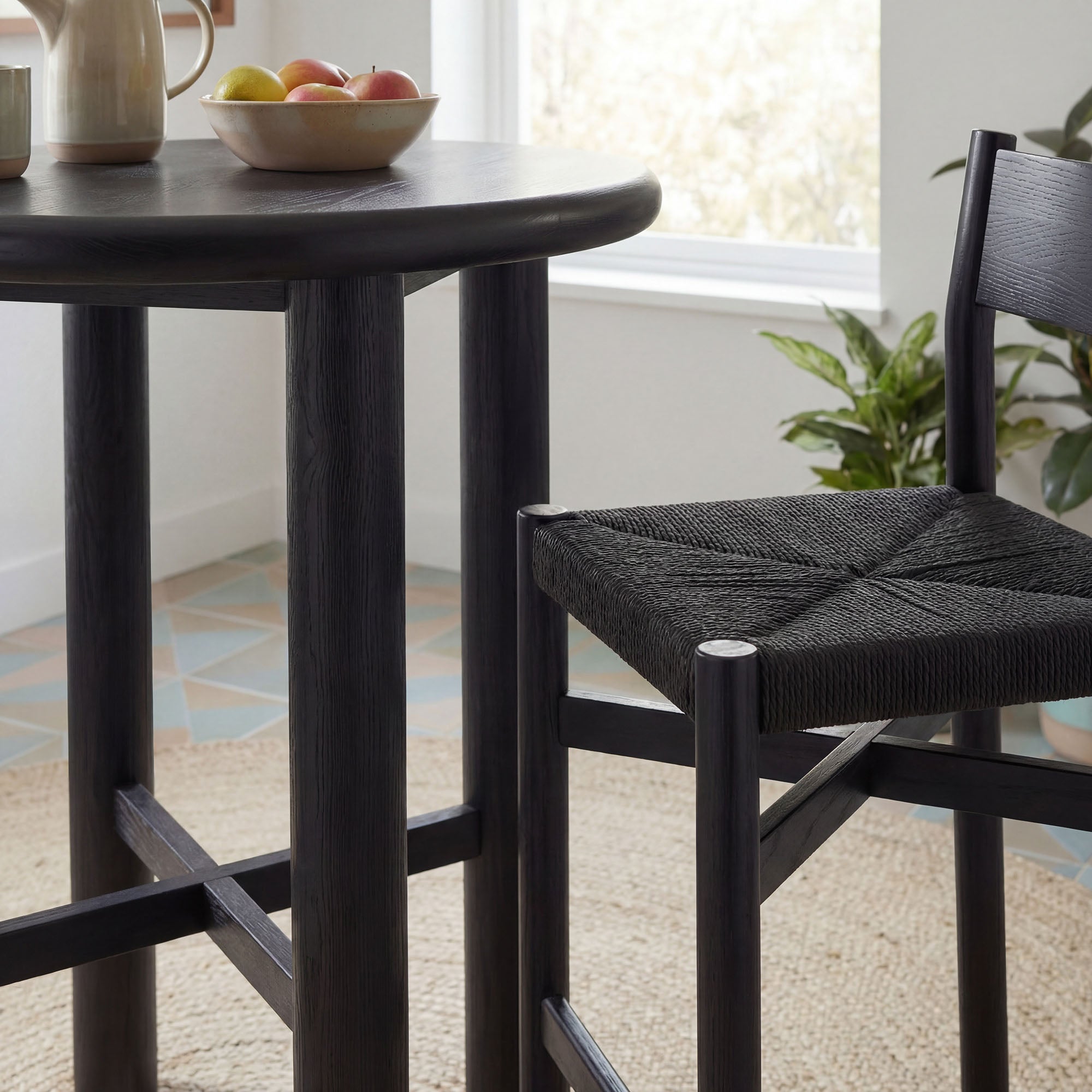 Alvia 3-Piece Round Wood Bar Table With Bar Stools Set