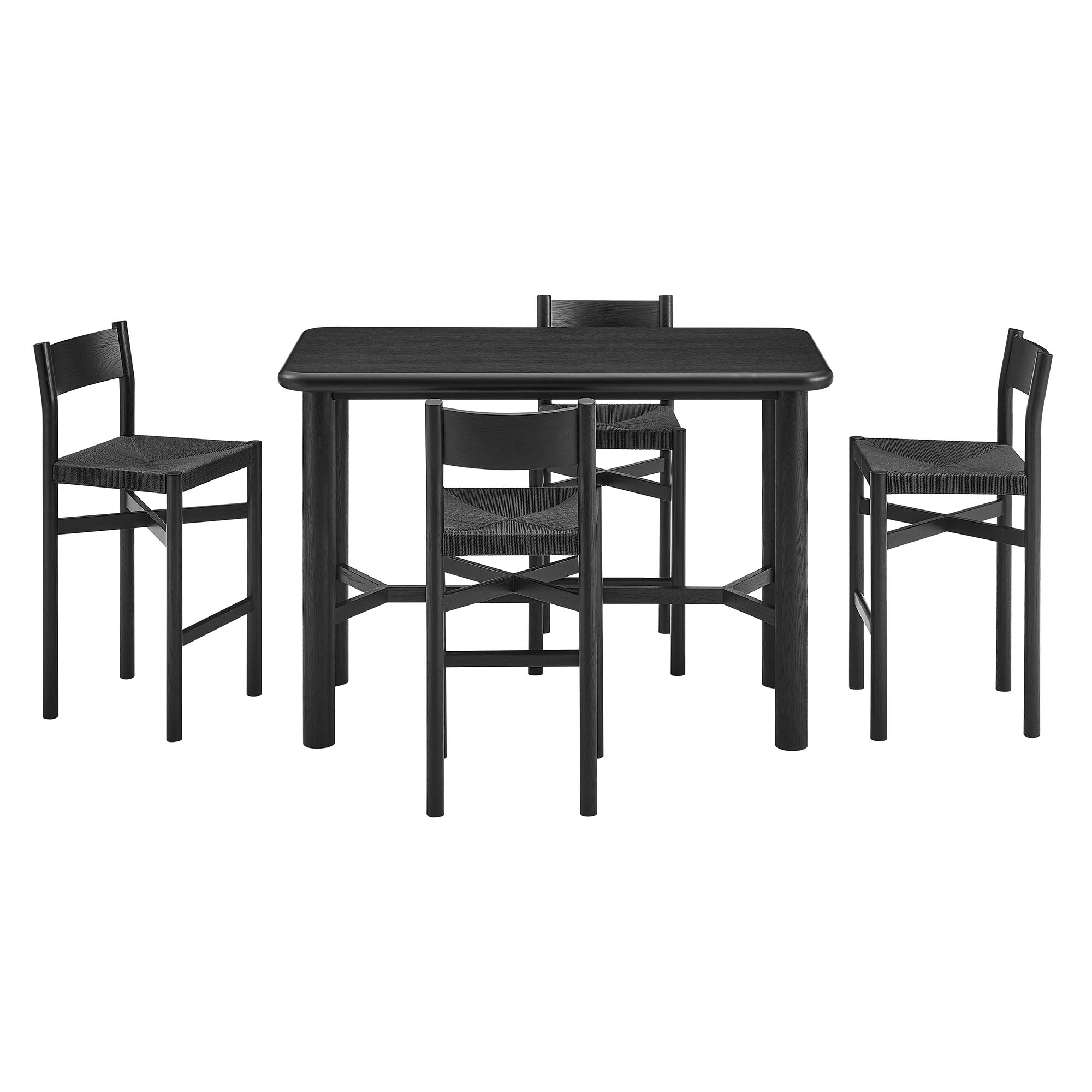 Alvia 5-Piece Rectangular Wood Bar Table With Bar Stools Set