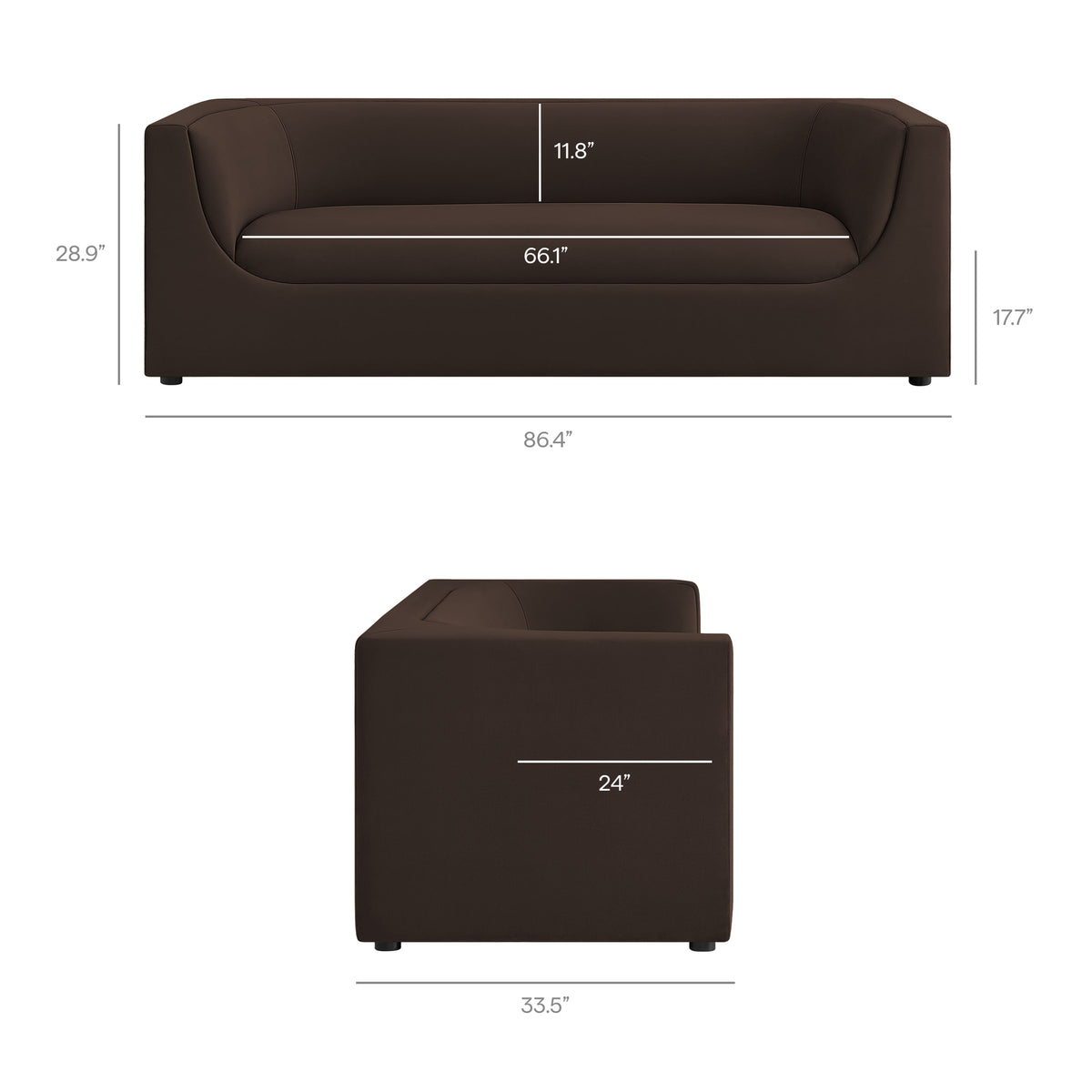 Hilda 86" Curved Back Performance Velvet Sofa