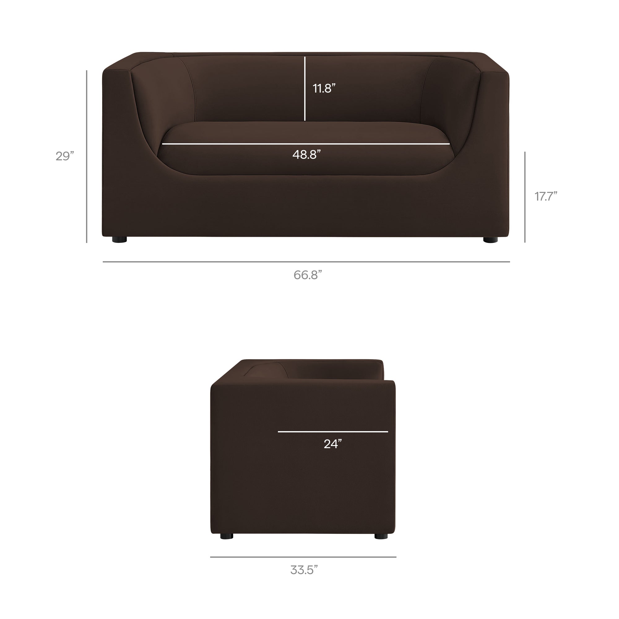 Hilda 67" Curved Back Performance Velvet Loveseat