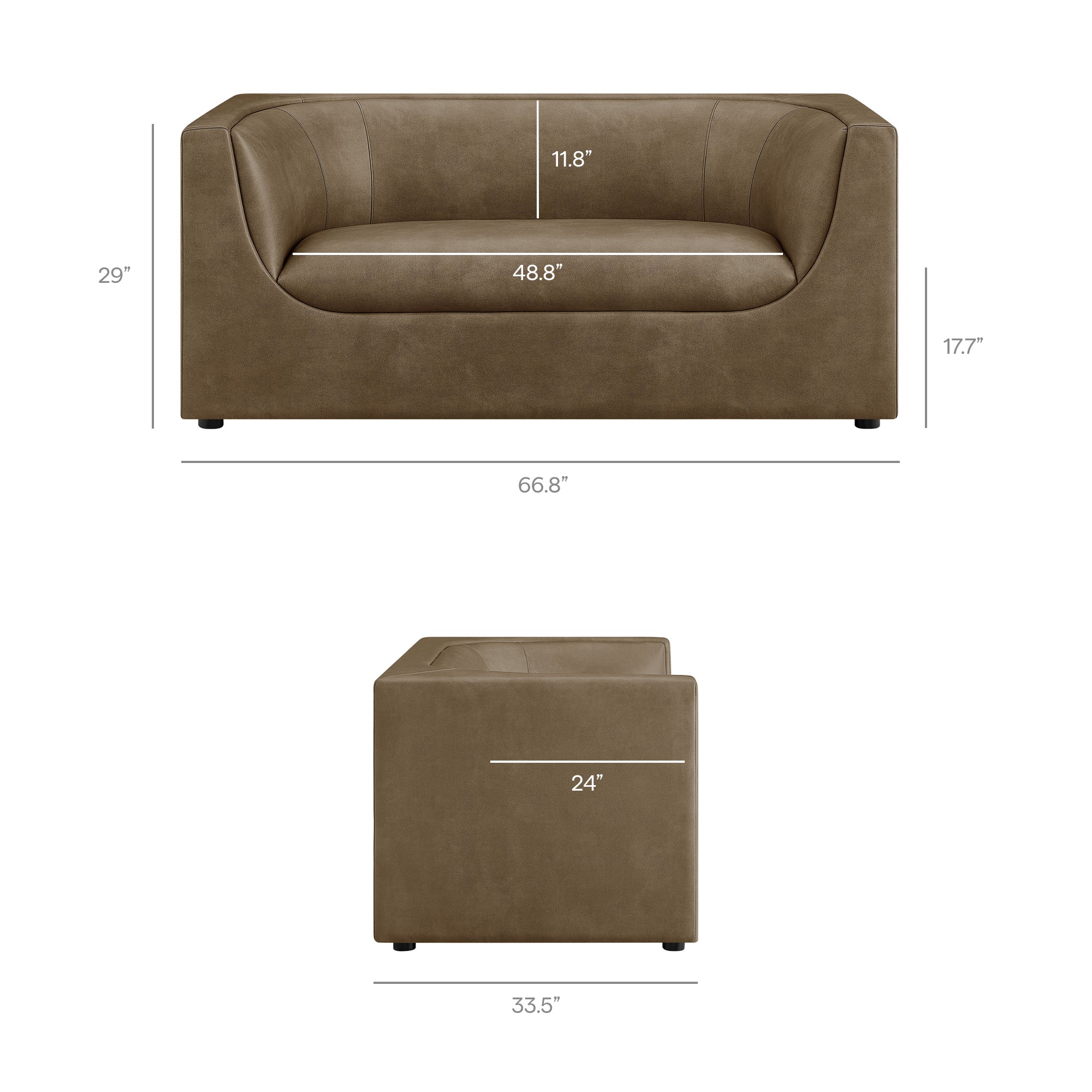 Hilda 67" Curved Back Vegan Leather Loveseat