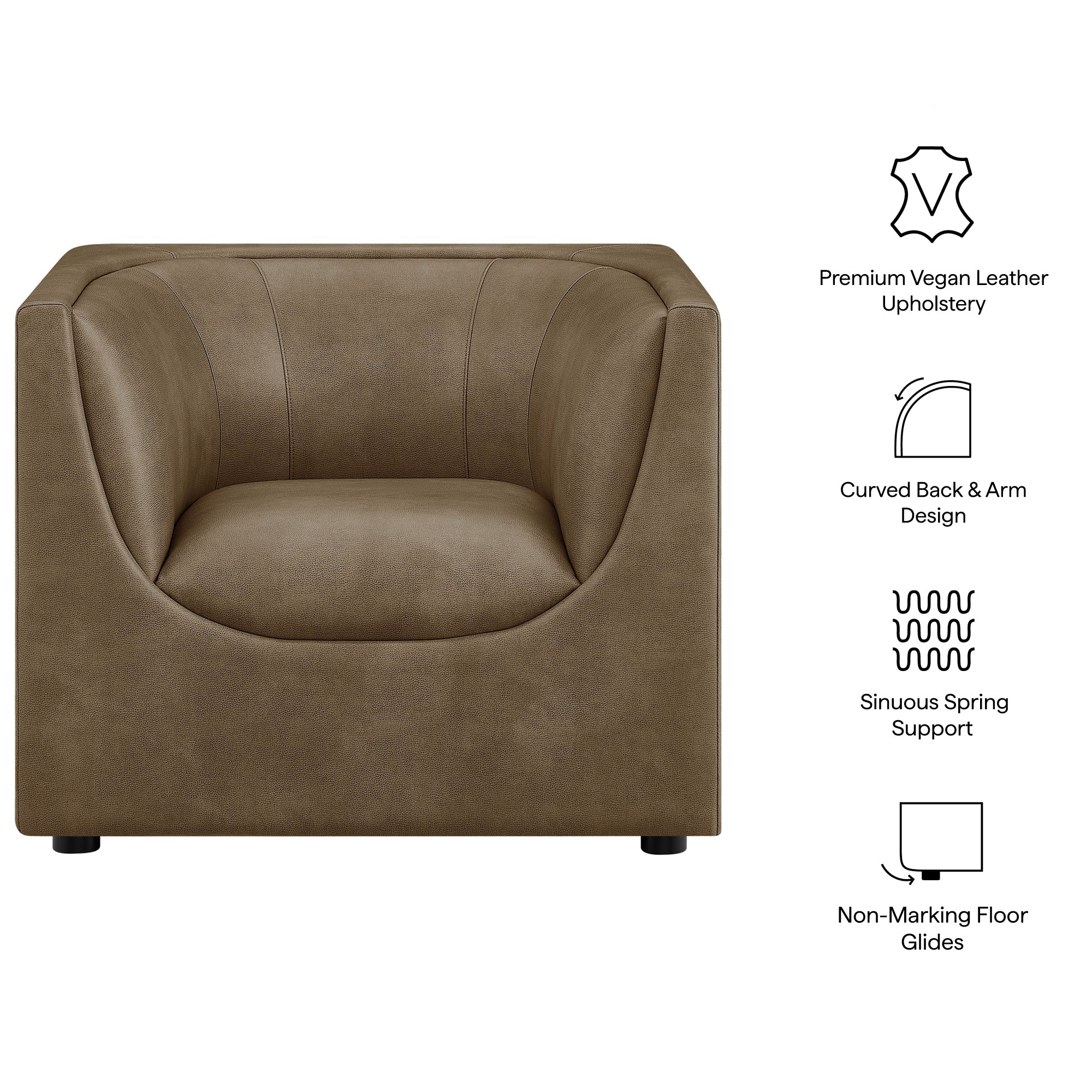 Hilda Curved Back Vegan Leather Armchair