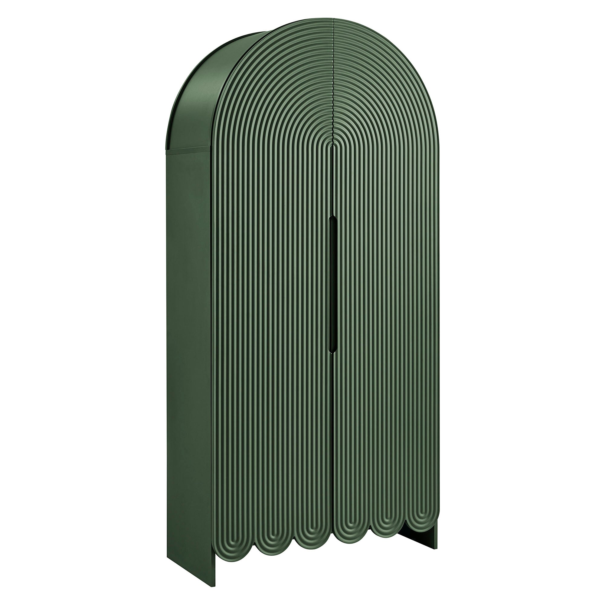Dahlia 78 Inch Fluted and Scalloped Arched Storage Cabinet