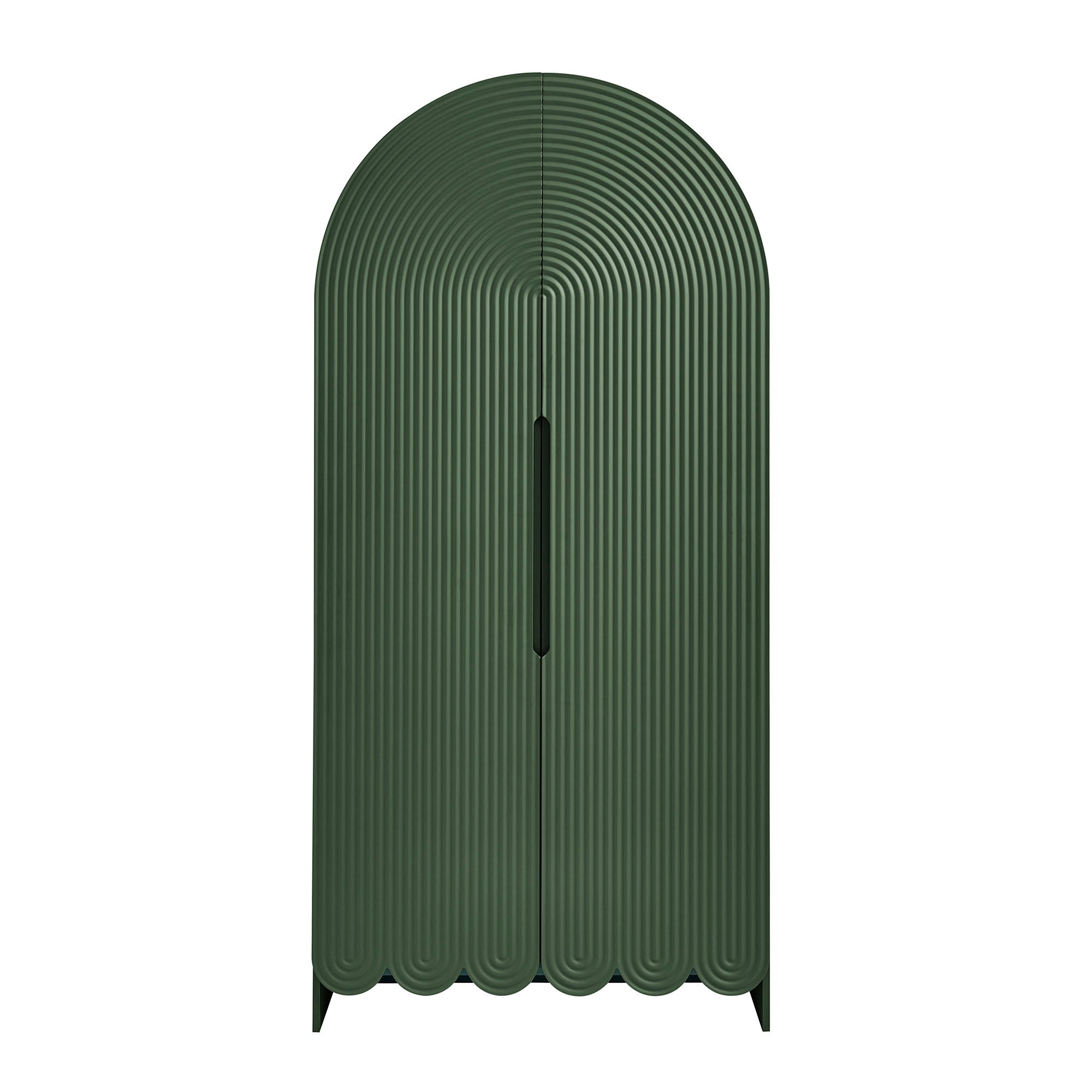 Dahlia 78 Inch Fluted and Scalloped Arched Storage Cabinet