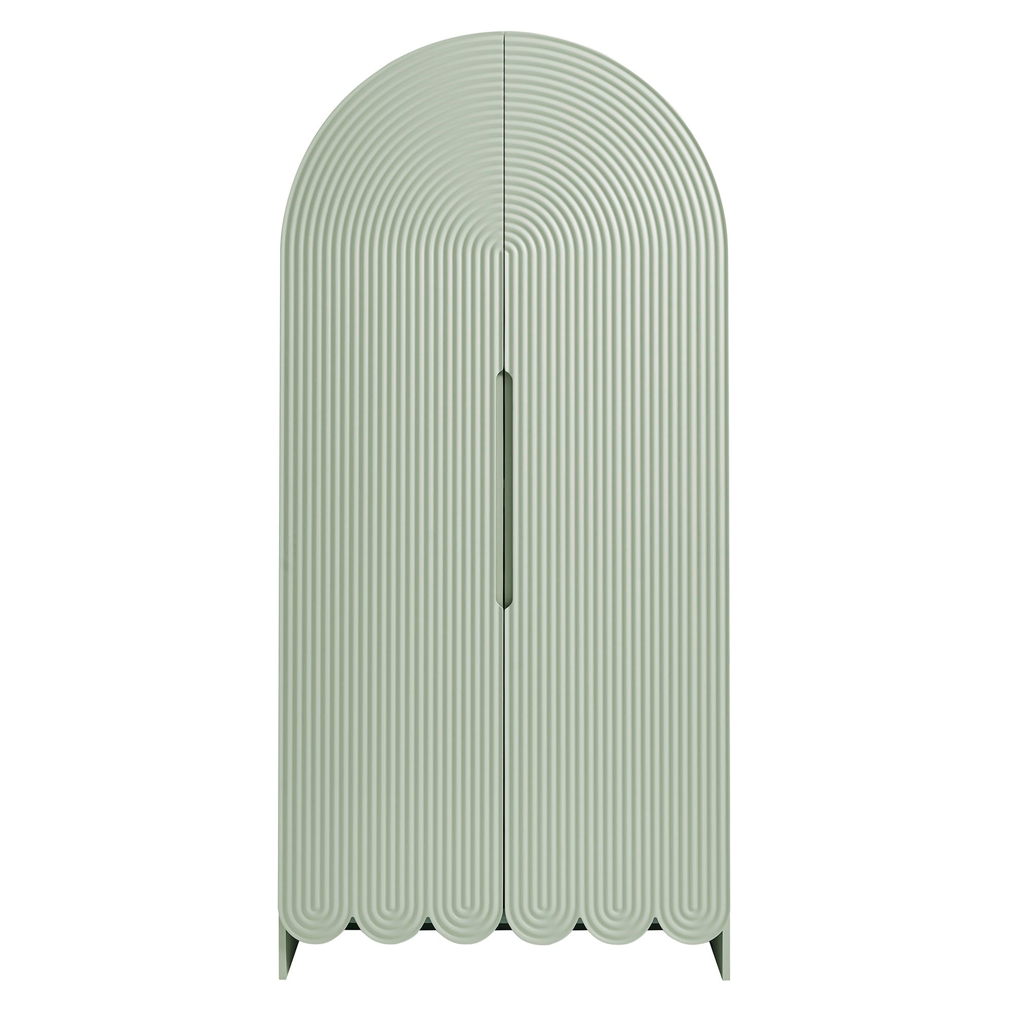 Dahlia 78 Inch Fluted and Scalloped Arched Storage Cabinet