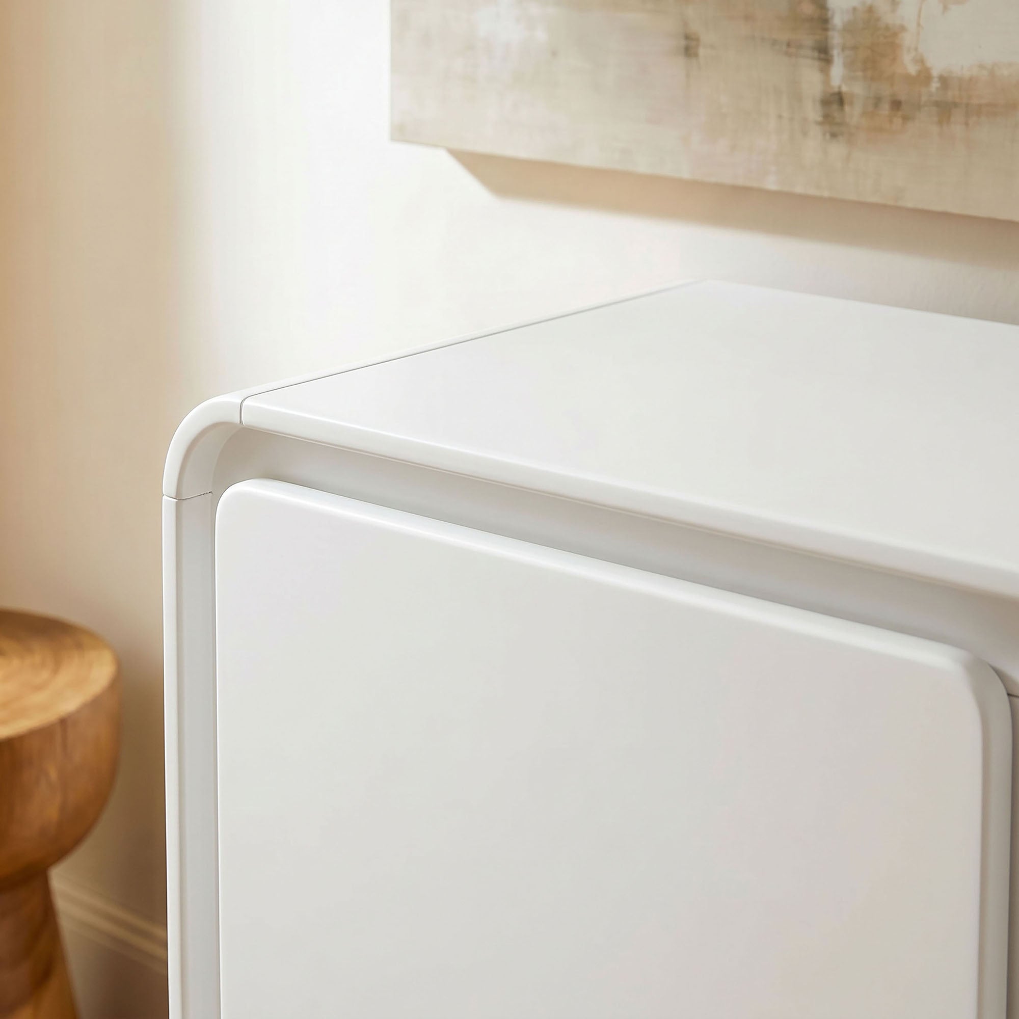 Lumo 3-Door Curved Wood Accent Cabinet