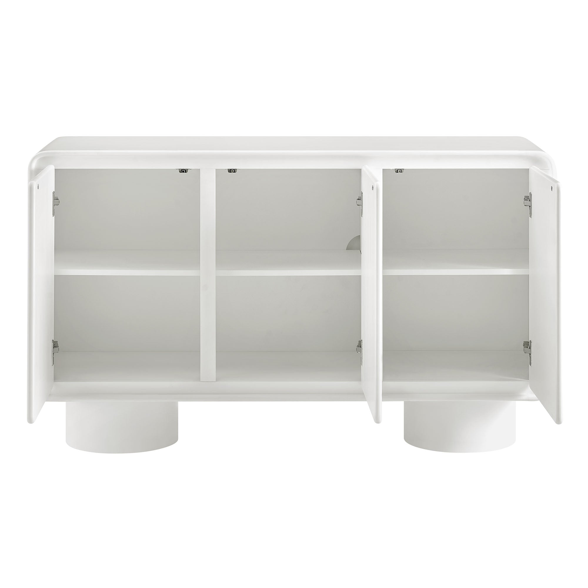 Lumo 3-Door Curved Wood Accent Cabinet