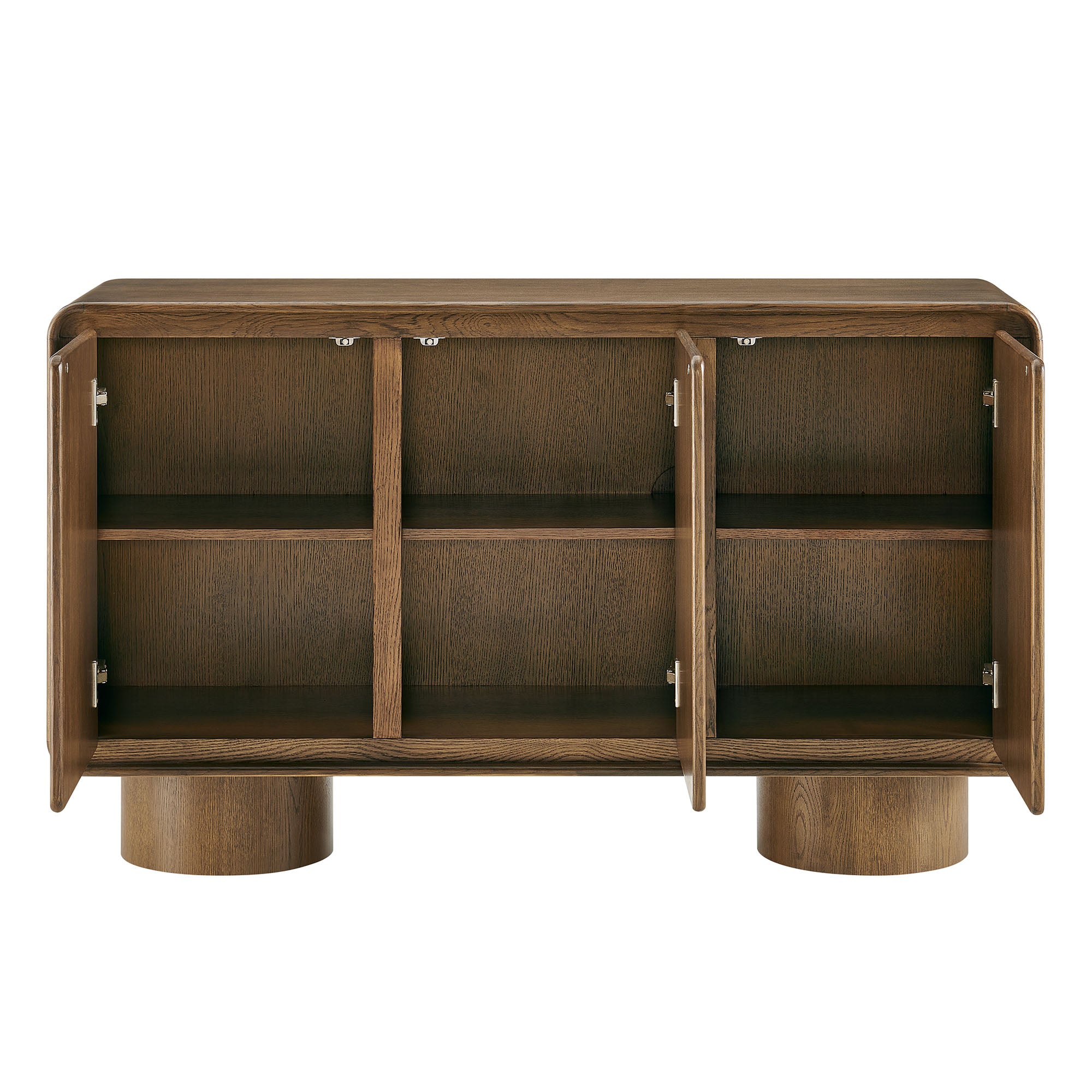 Lumo 3-Door Curved Wood Accent Cabinet