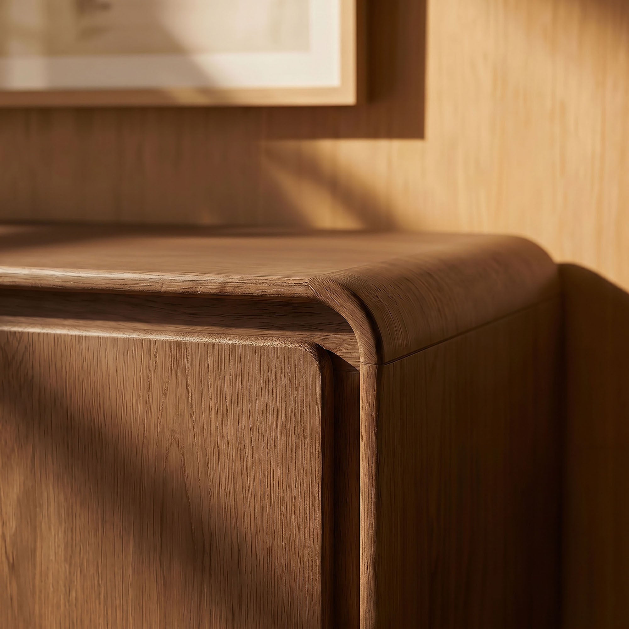 Lumo 4-Door Curved Wood Accent Cabinet