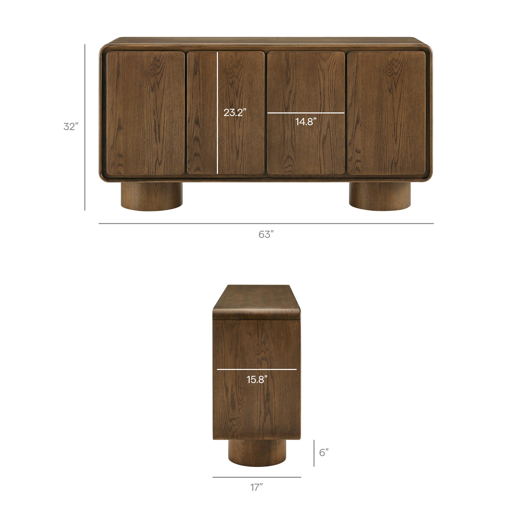 Lumo 4-Door Curved Wood Accent Cabinet