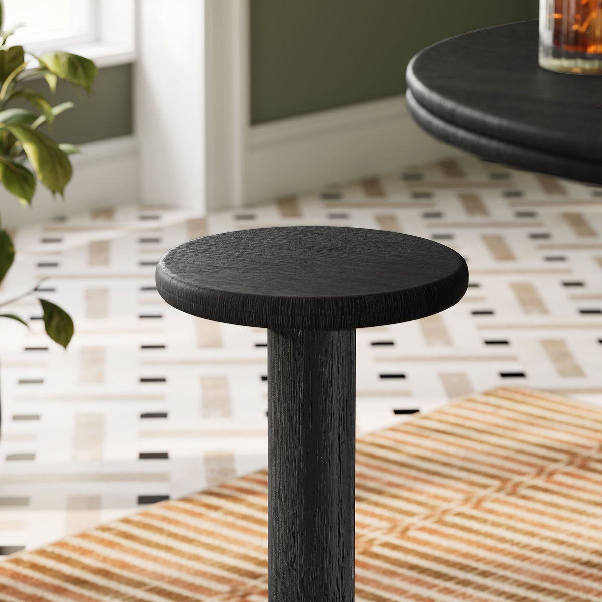 Neo 15 Inch Round Indoor - Outdoor Patio Patio Wood Bar Stools
