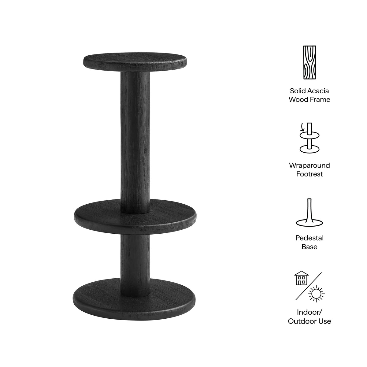 Neo 15 Inch Round Indoor - Outdoor Patio Patio Wood Bar Stools
