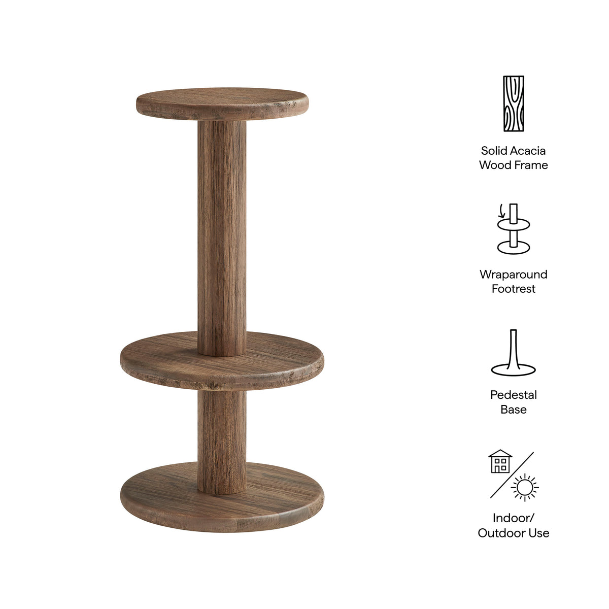 Neo 15 Inch Round Indoor - Outdoor Patio Patio Wood Bar Stools