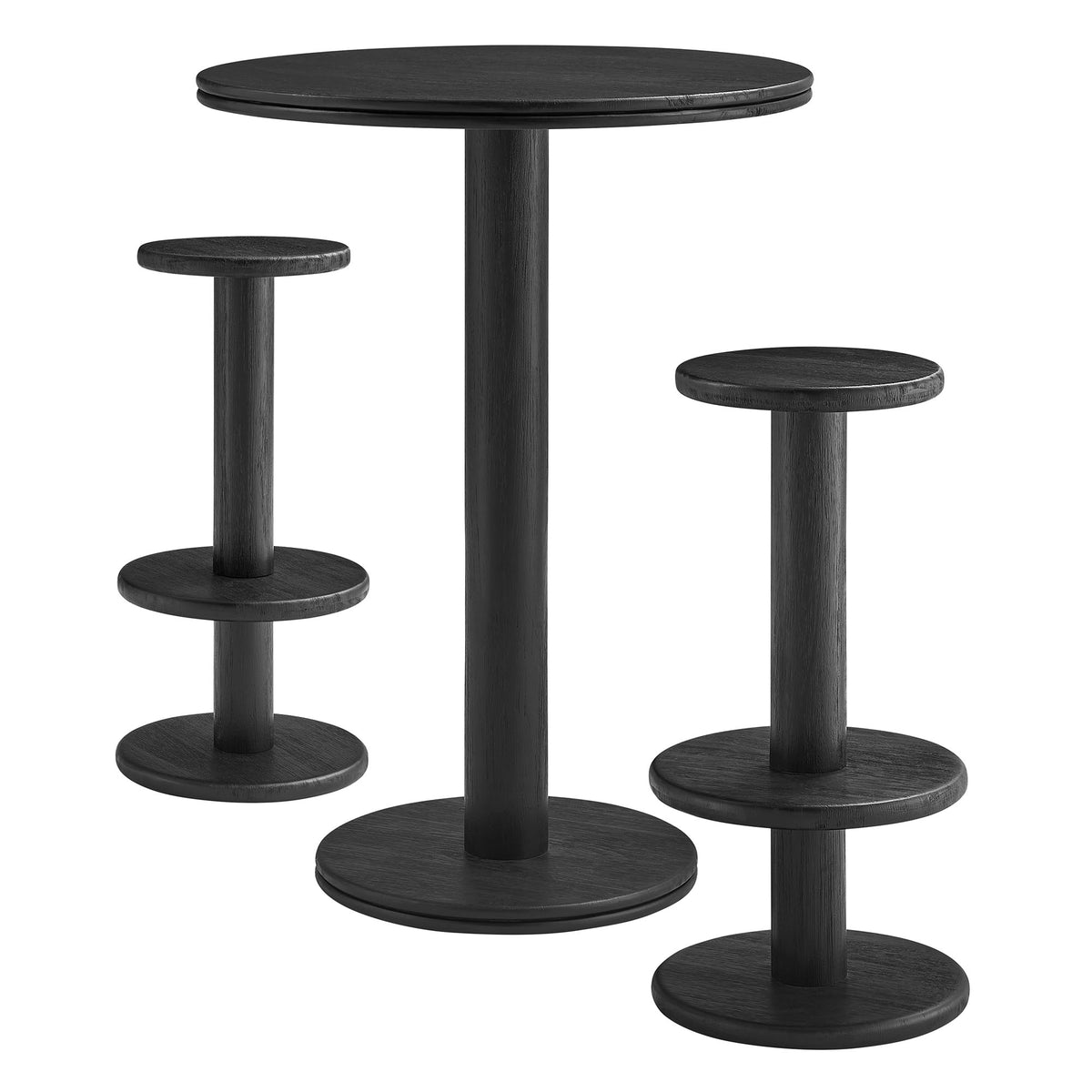 Neo 3-Piece Round Indoor - Outdoor Patio Patio Wood Bar Table And Stool Set