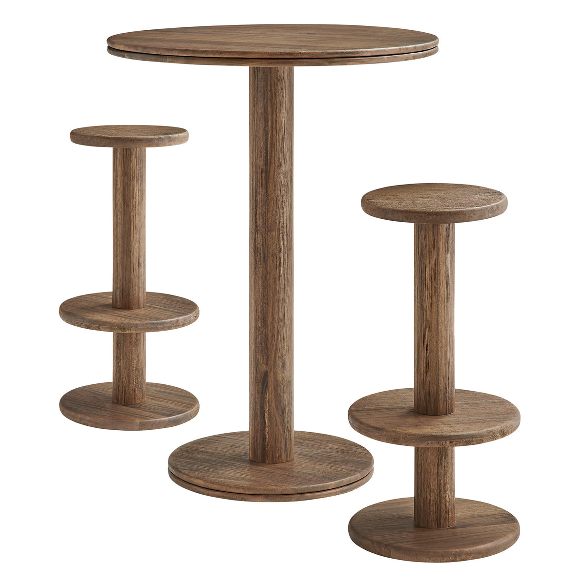 Neo 3-Piece Round Indoor - Outdoor Patio Patio Wood Bar Table And Stool Set