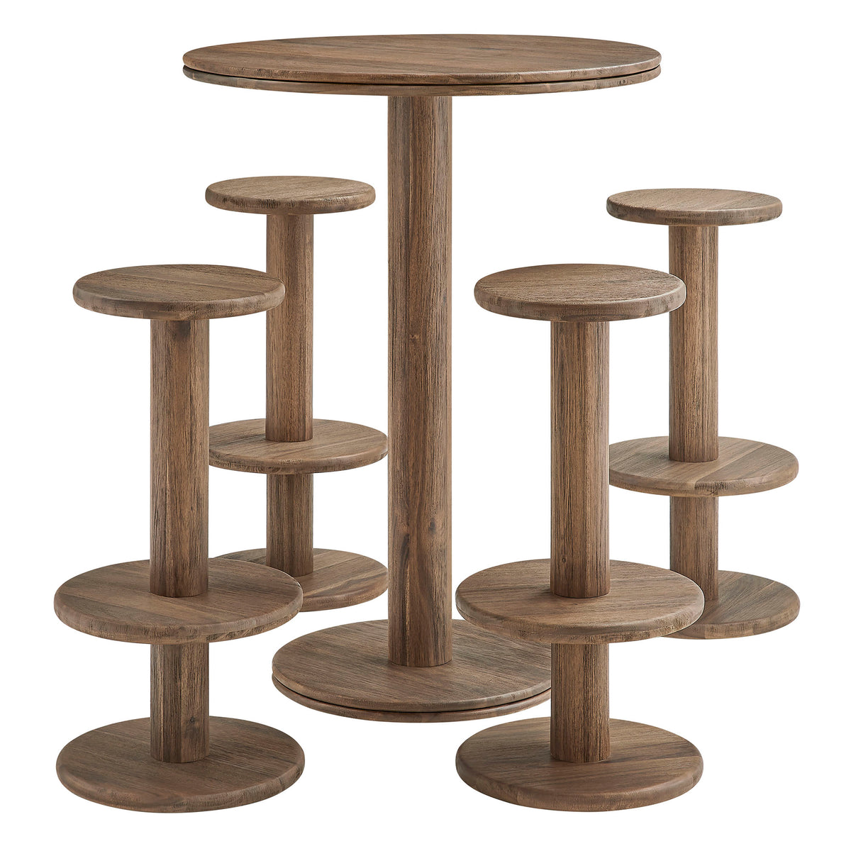 Neo 5-Piece Round Indoor - Outdoor Patio Round Patio Bar Table And Stool Set