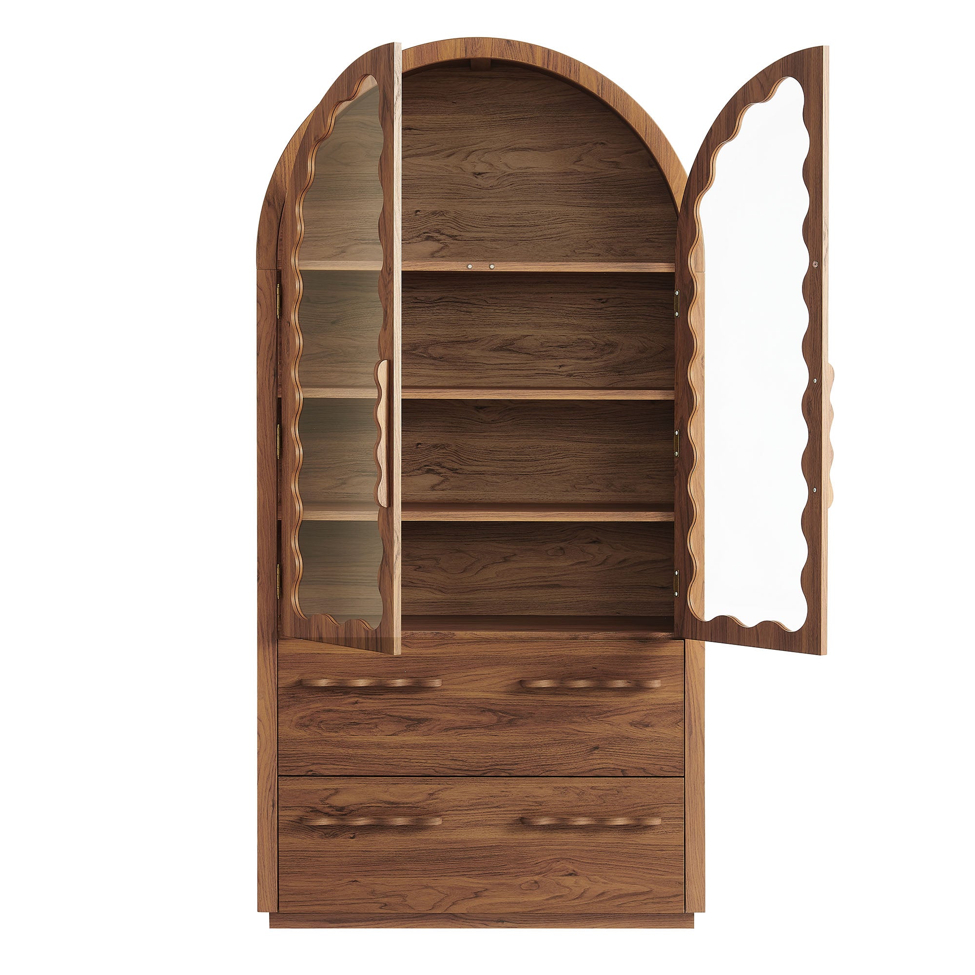 Rory 76 Inch Arched Kitchen Pantry Display Cabinet