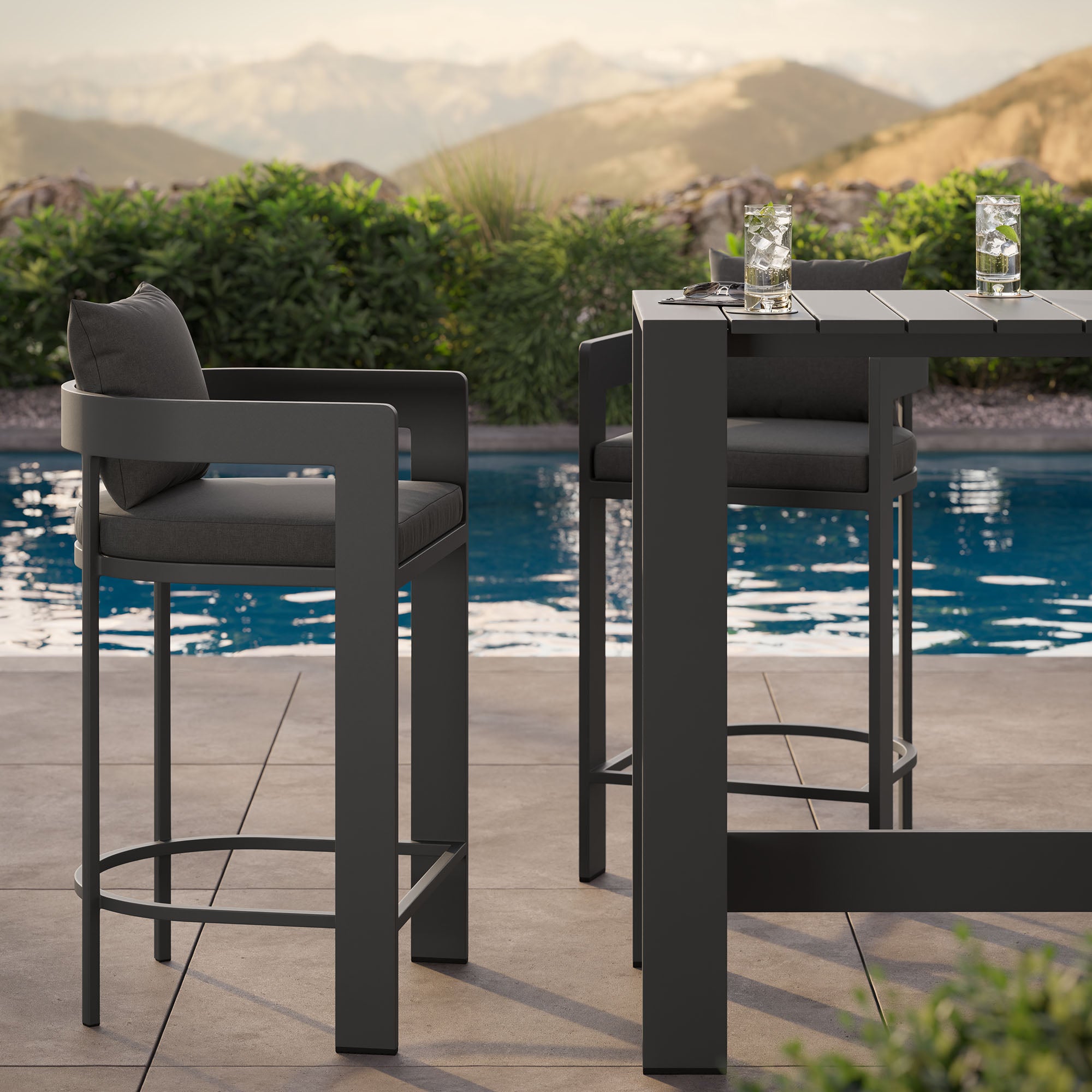 Tahoe 3-Piece Outdoor Patio Aluminum Bar Table Set