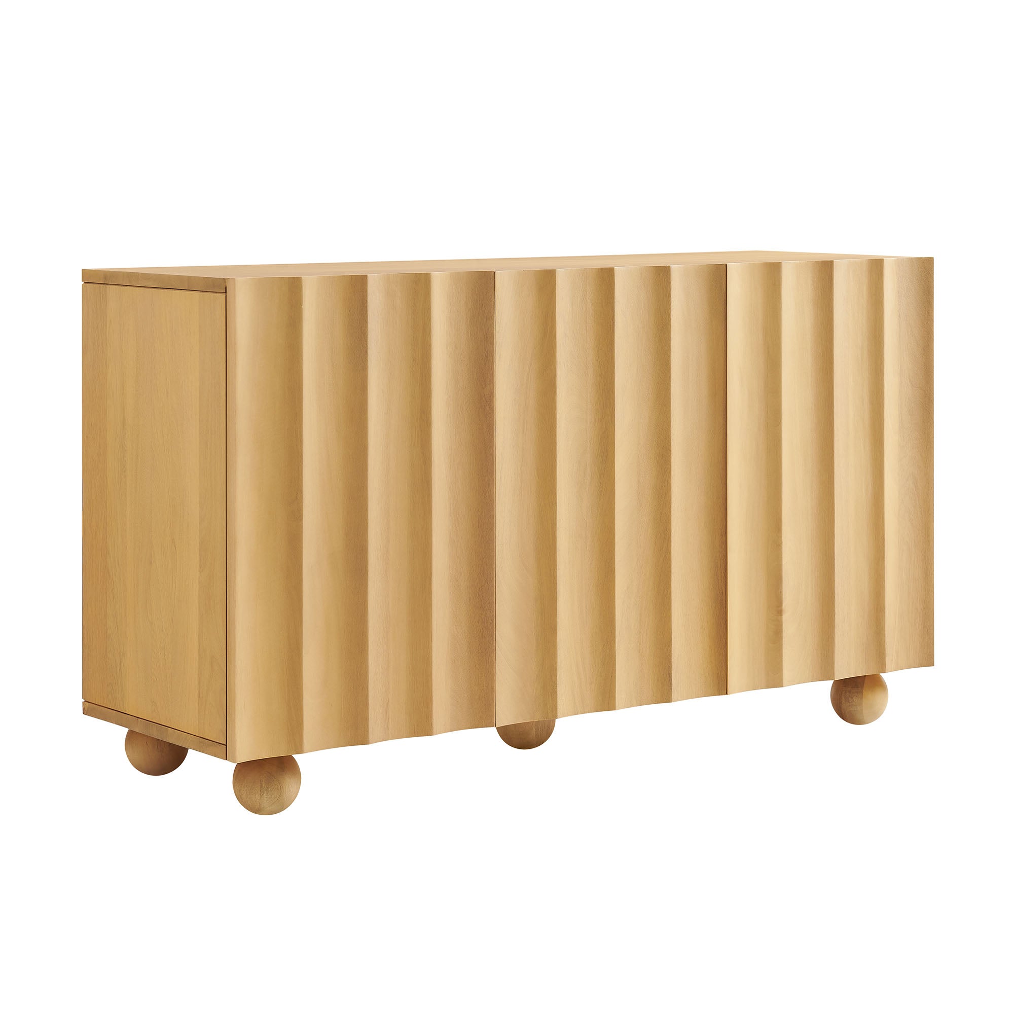 Sorren 54 Inch Scalloped Wood 3-Door Sideboard