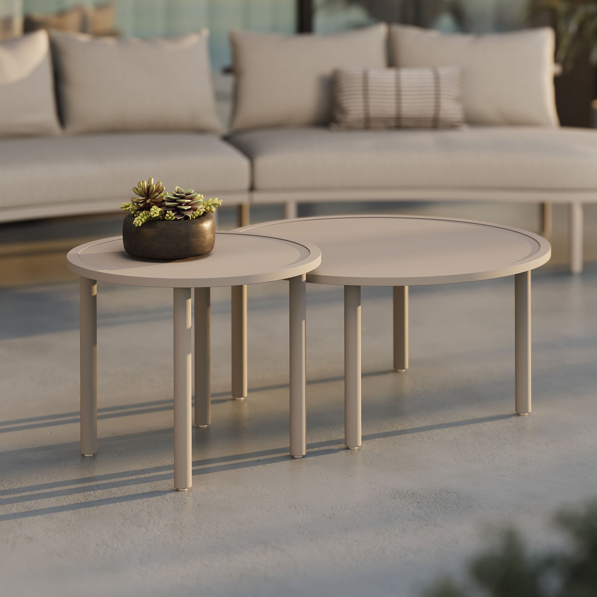 Porta 2 Piece Nesting Outdoor Patio Aluminum Coffee Table Set