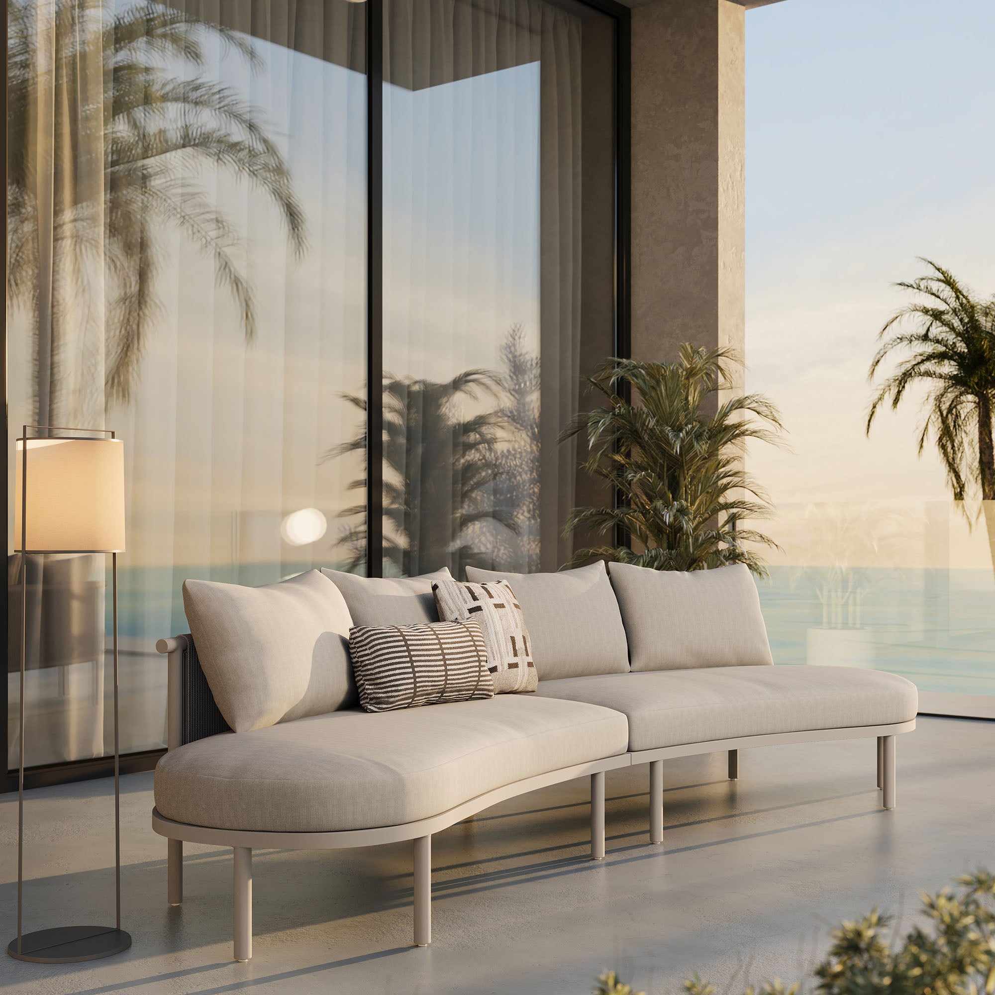 Porta 2 Piece Outdoor Patio Aluminum Modular Sofa