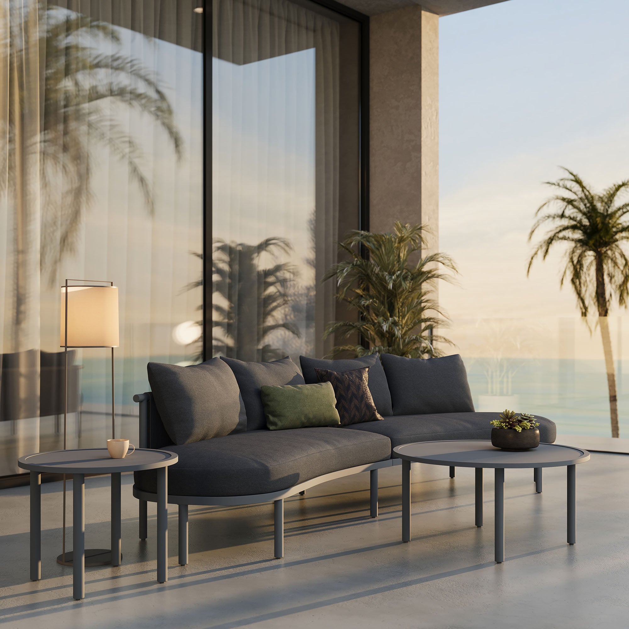 Porta 4 Piece Outdoor Patio Aluminum Modular Sofa Set