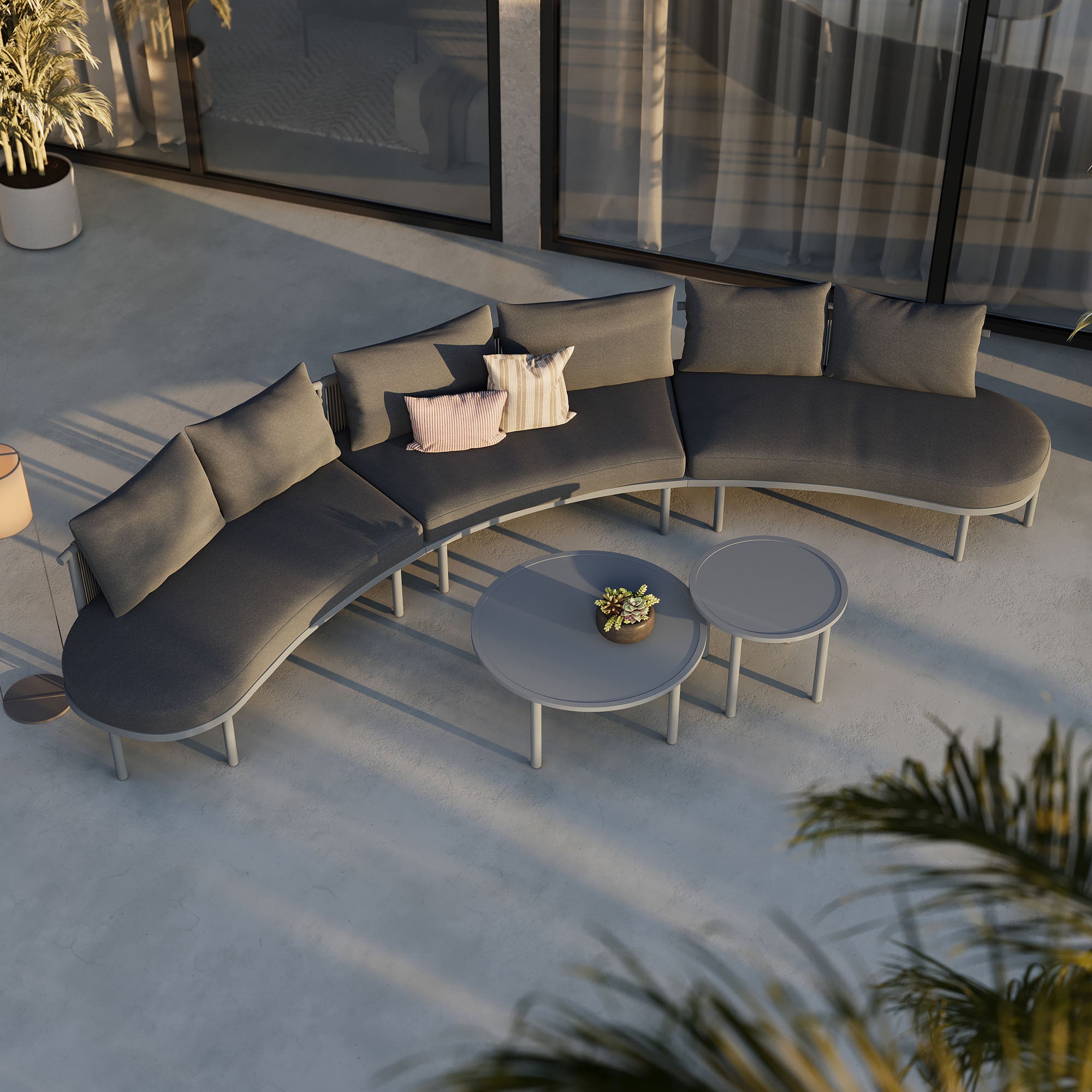 Porta 5 Piece Outdoor Patio Aluminum Modular Sofa Set
